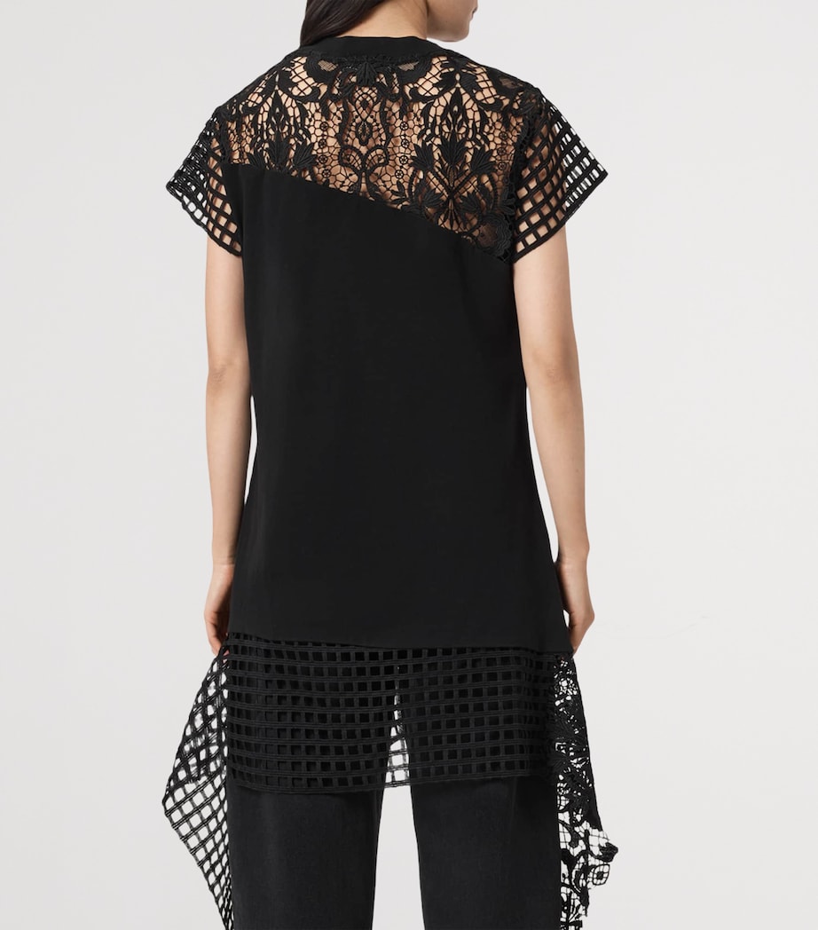 AllSaints Womens Cotton Mesh Zala T-Shirt Dress Black Image 4