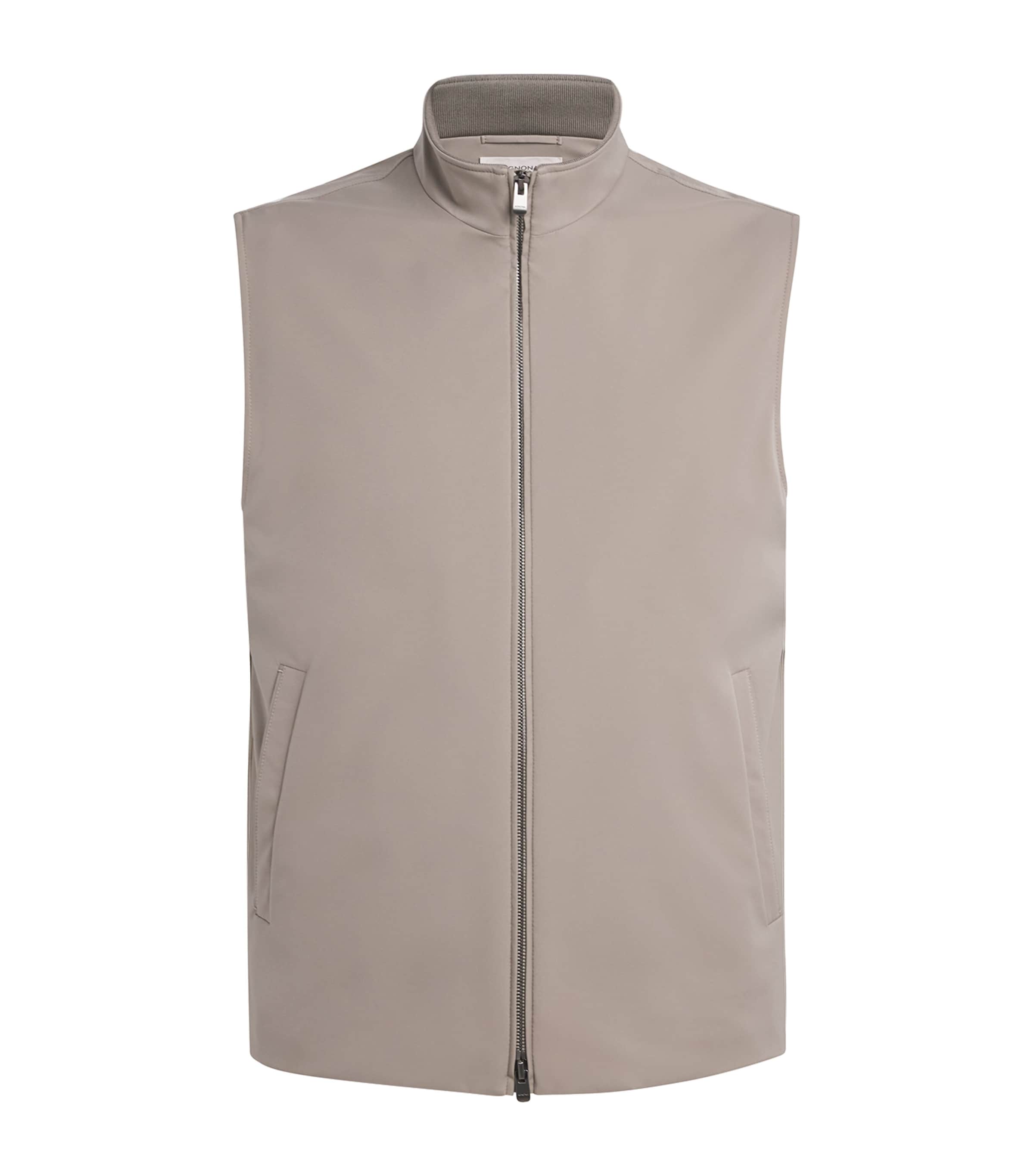 Agnona Mens Technical Fabric Gilet Warm Grey Grey Image 1