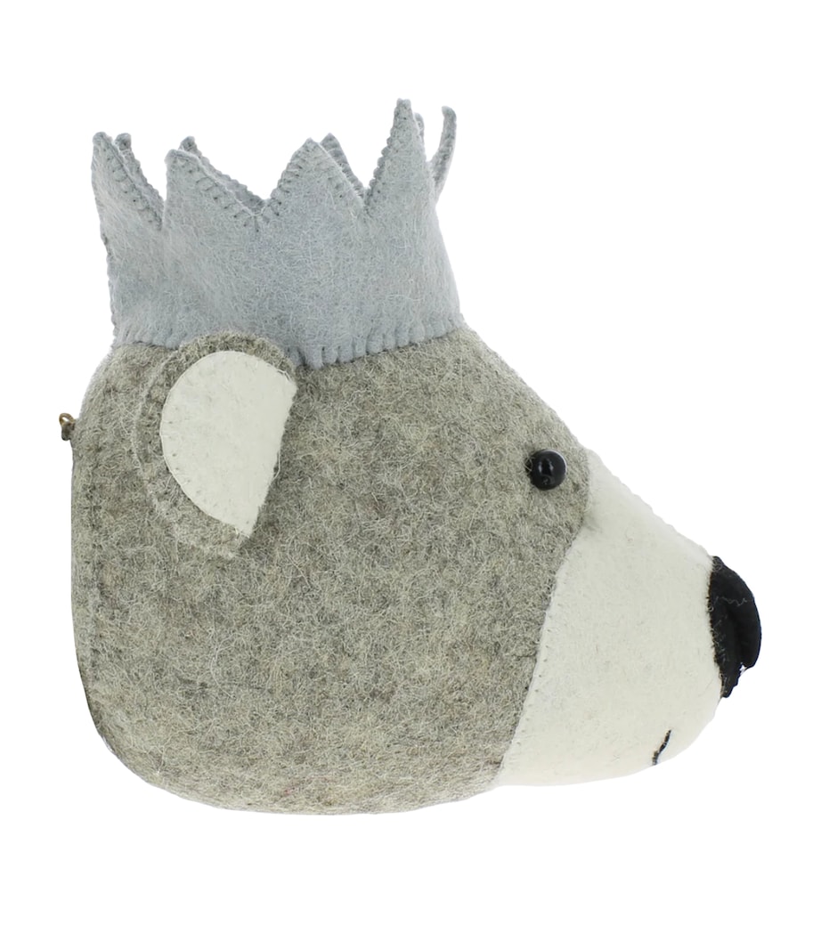 Mini Organic Wool Bear Head Decoration (23cm) GREY Image 5