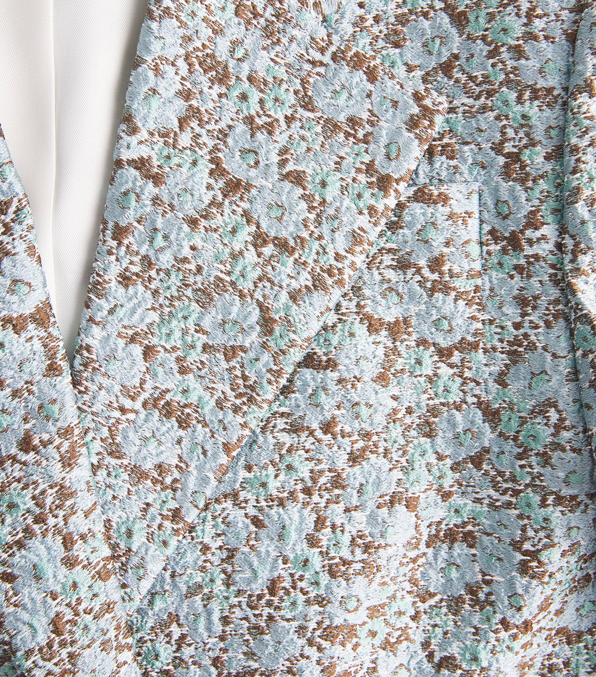Tory Burch Womens Jacquard Blazer Blue Floral Image 6