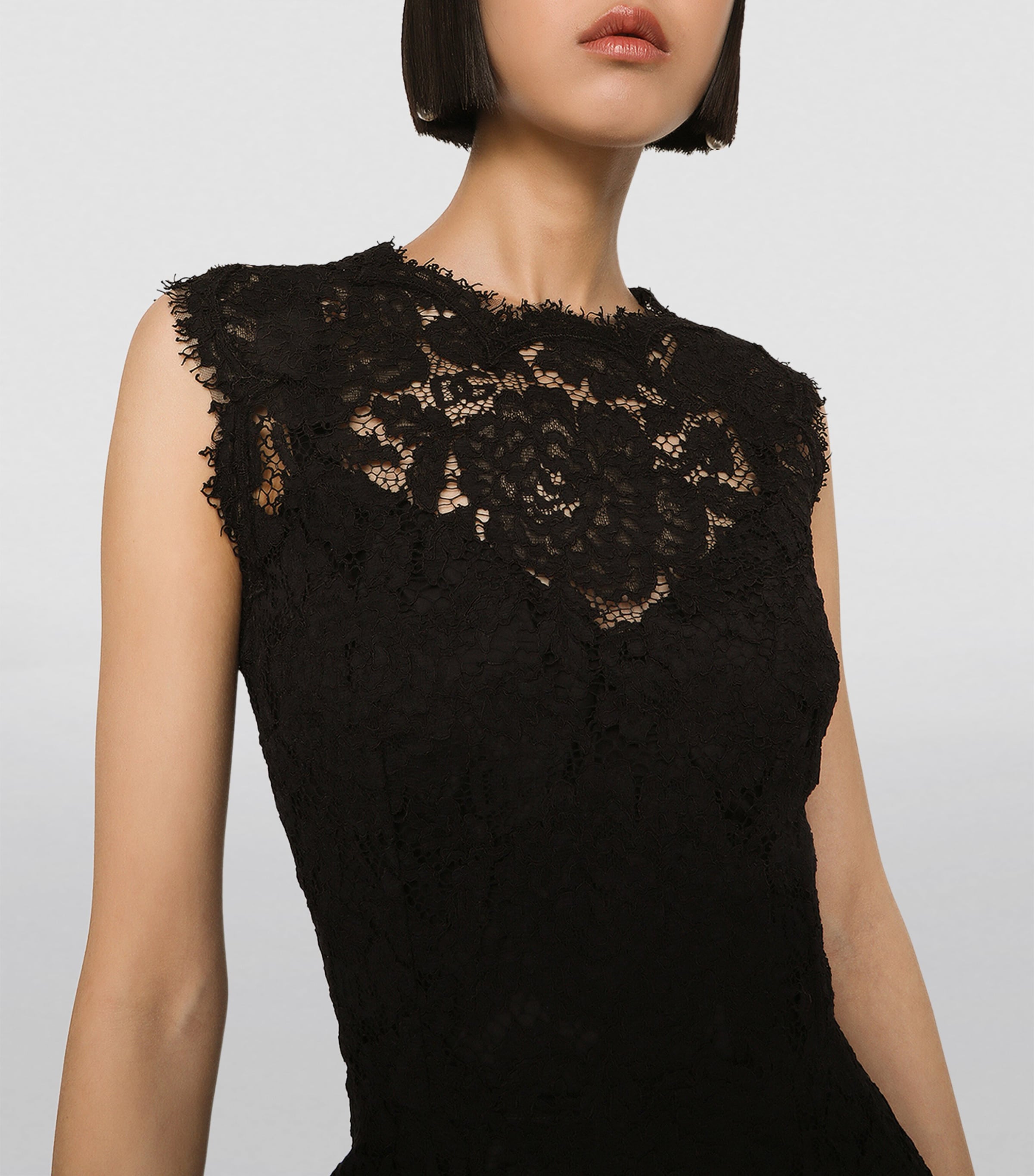 Stretch-Lace Midi Dress N0000-BLACK Image 5