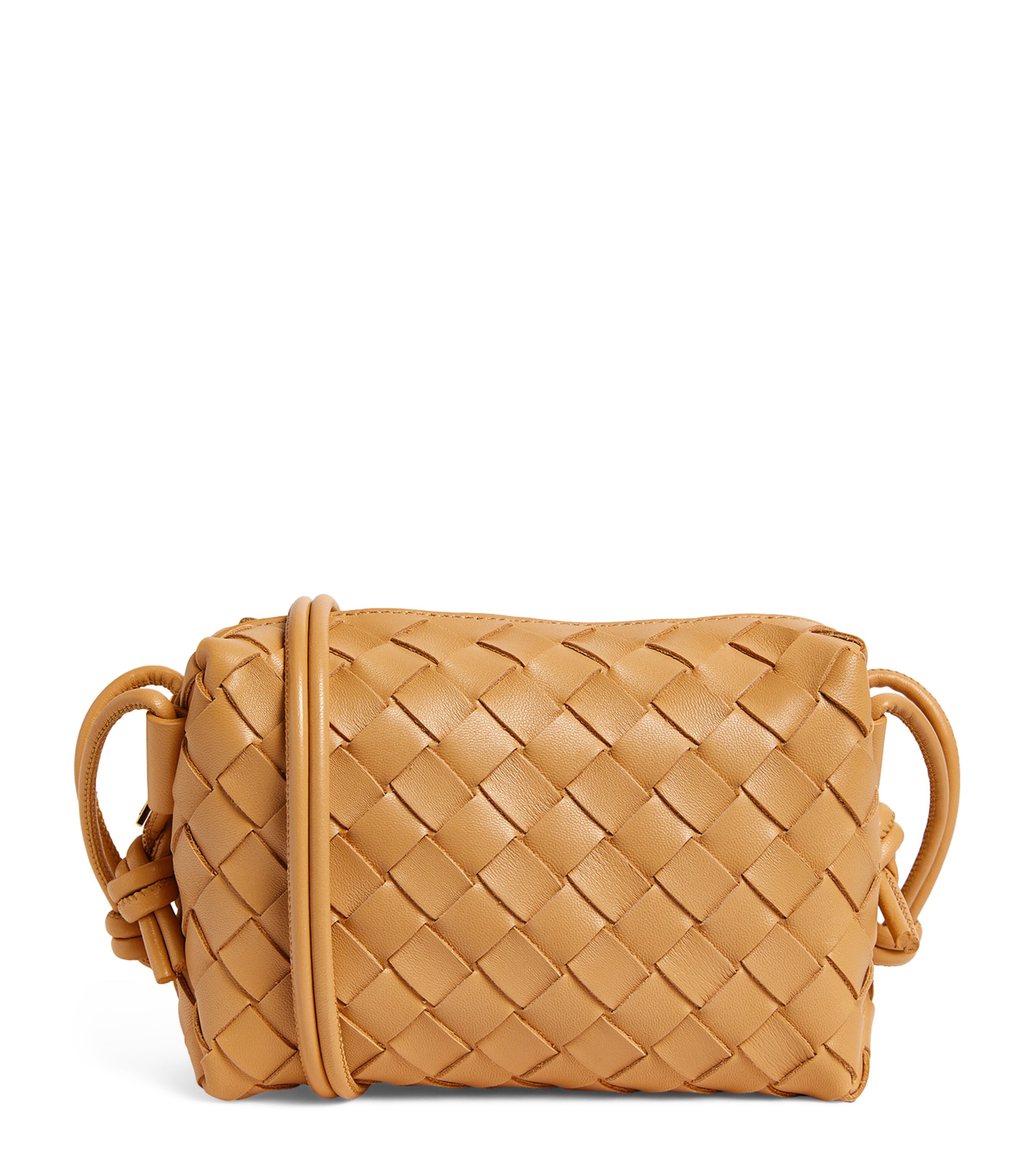 Bottega Veneta Mini Leather Intrecciato Loop Cross-body Bag In Neutral