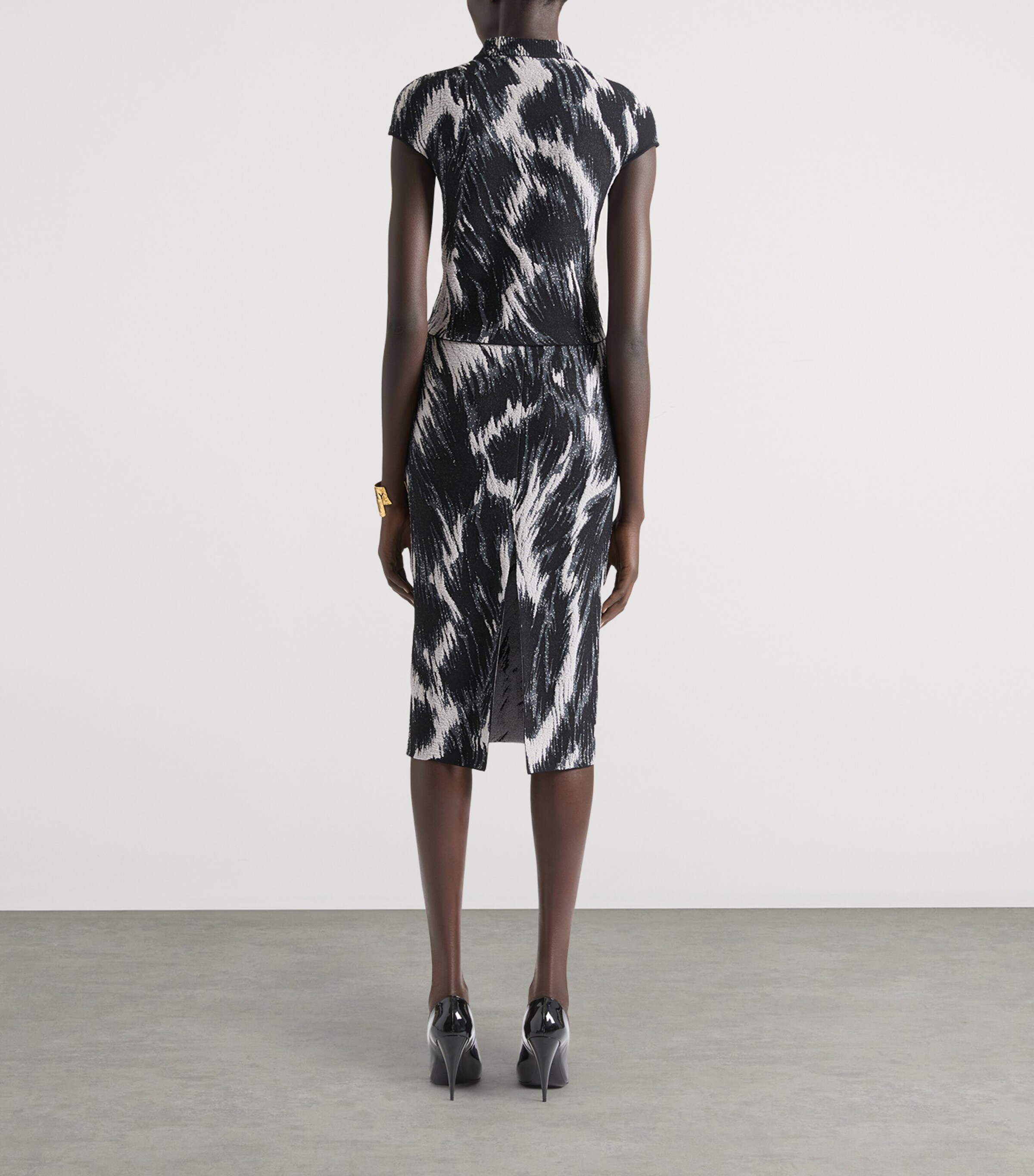 Animal Jacquard Pencil Midi Skirt GREY MIX Image 3