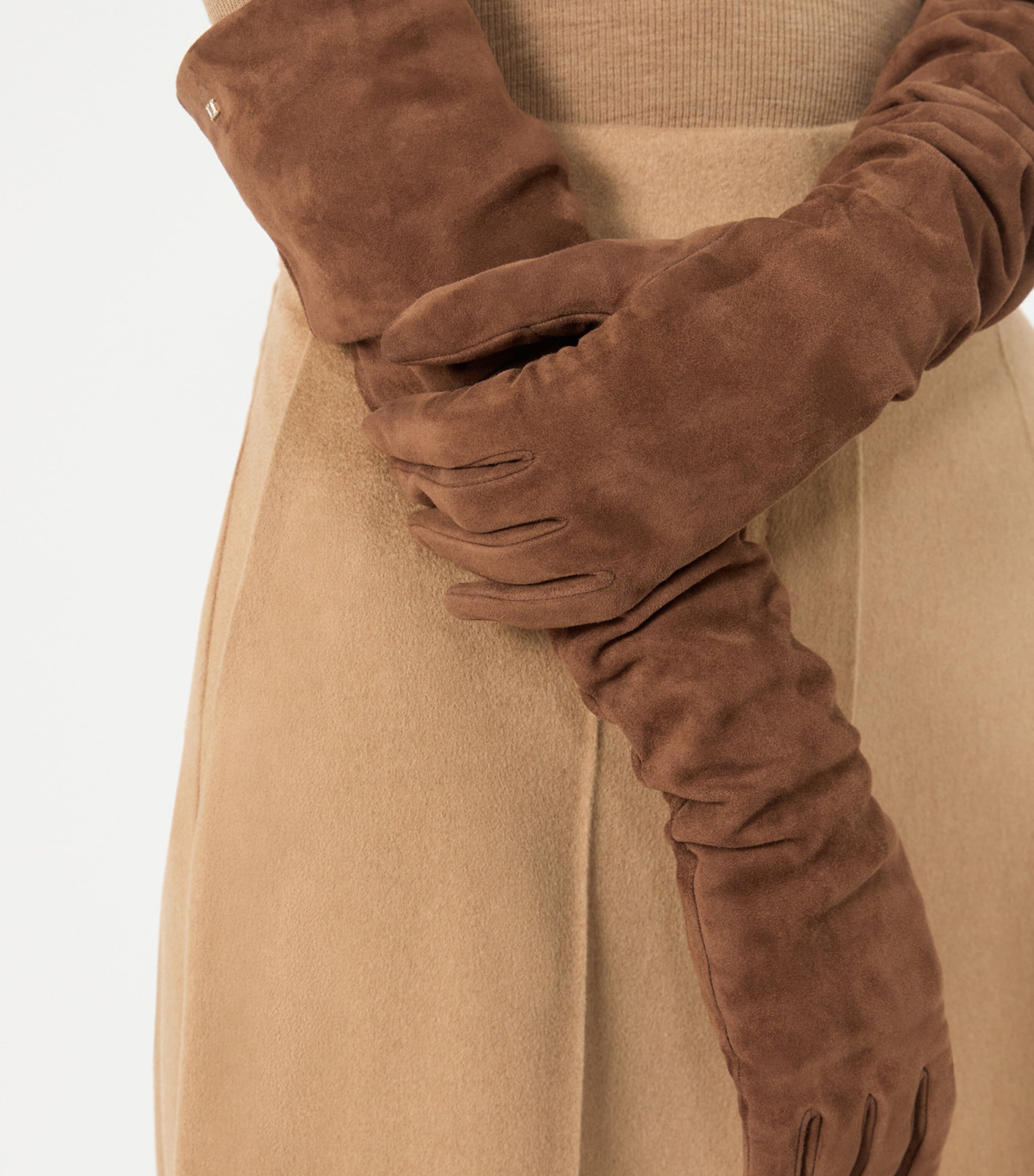 Max Mara Suede Long Gloves Brown Image 2