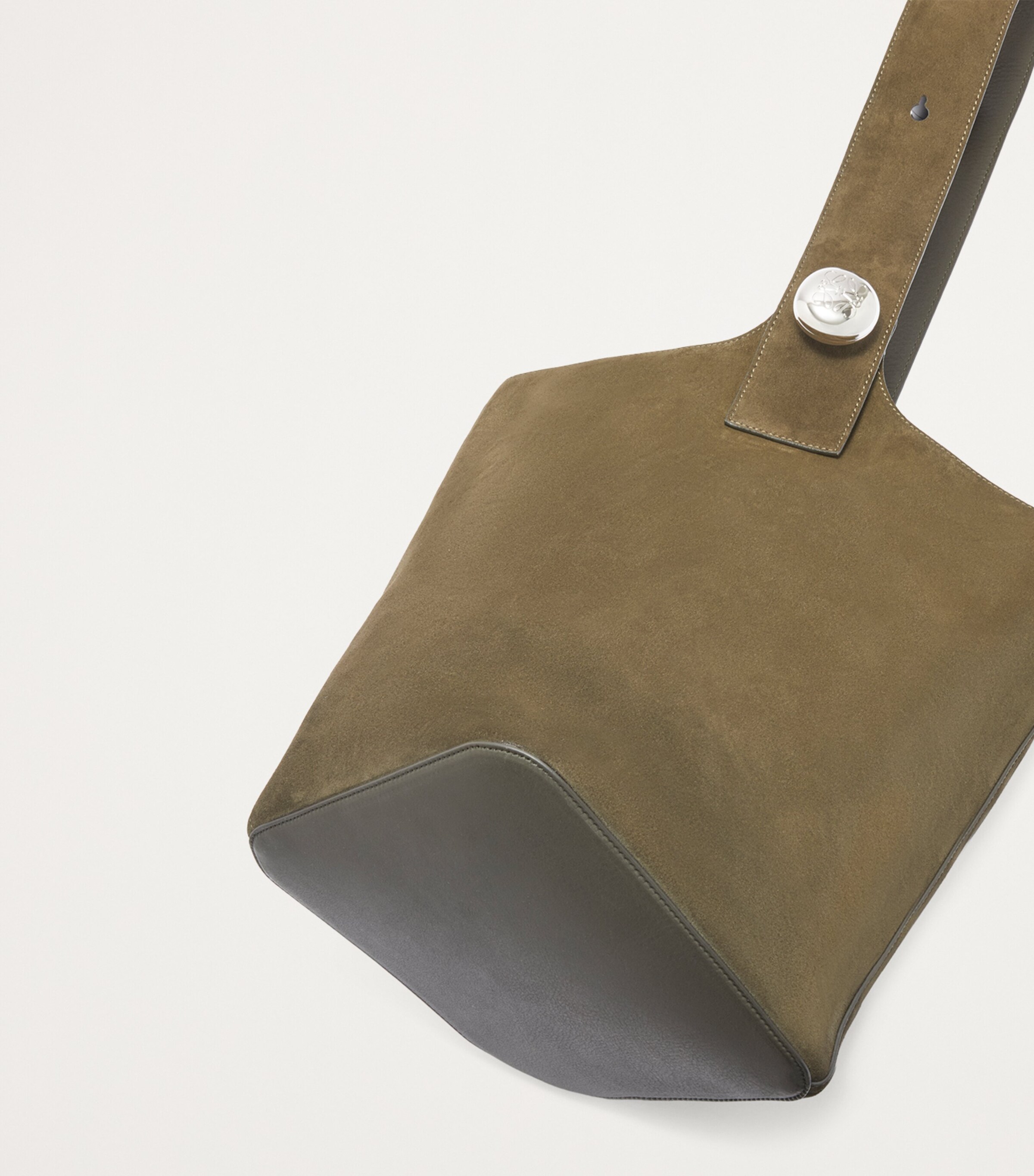 Large Suede Pebble Bucket Bag DARK OLIVE Image 5