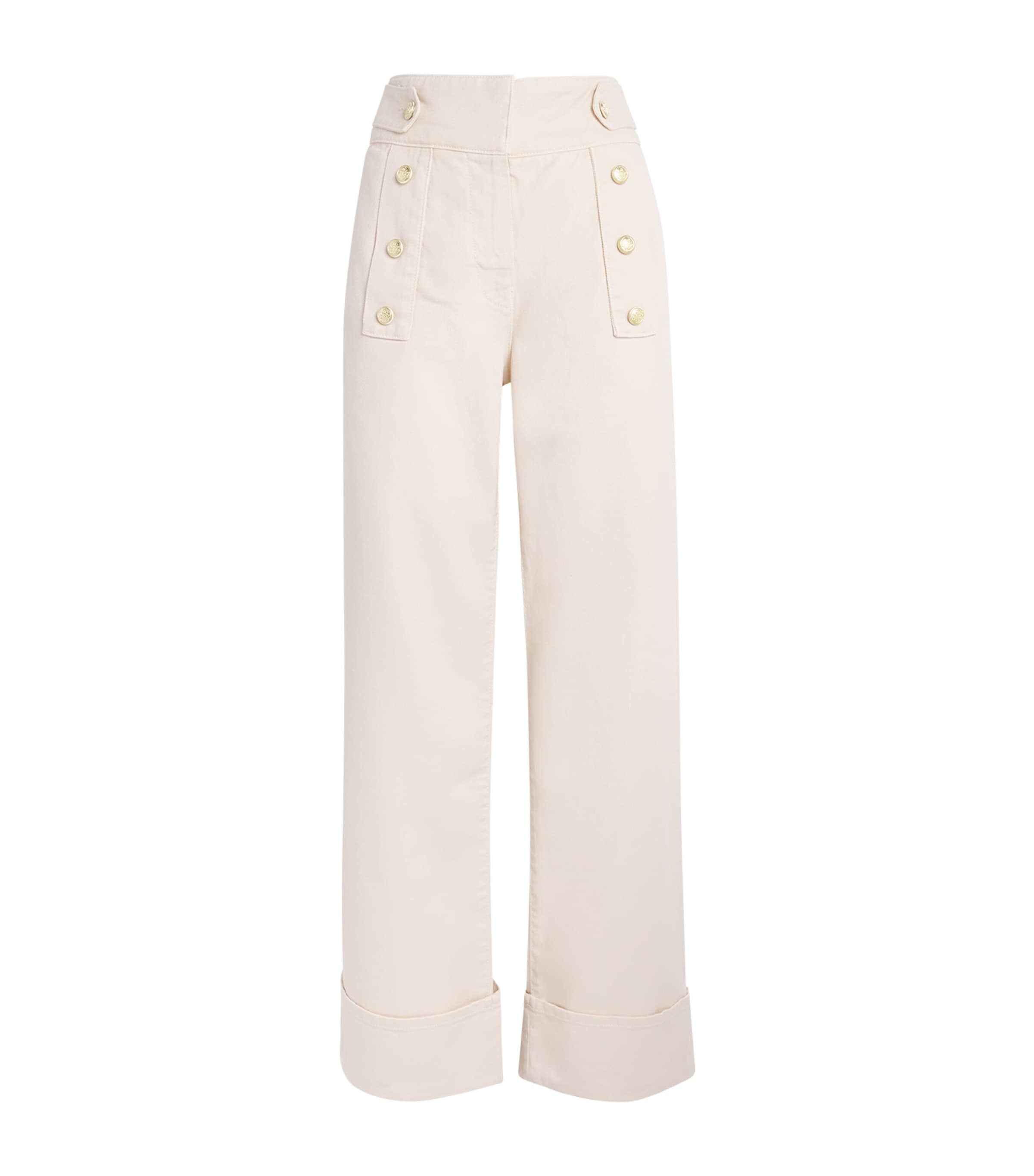 Claudie Pierlot Womens Sailor Wide-Leg Jeans Light Beige Denim Image 1