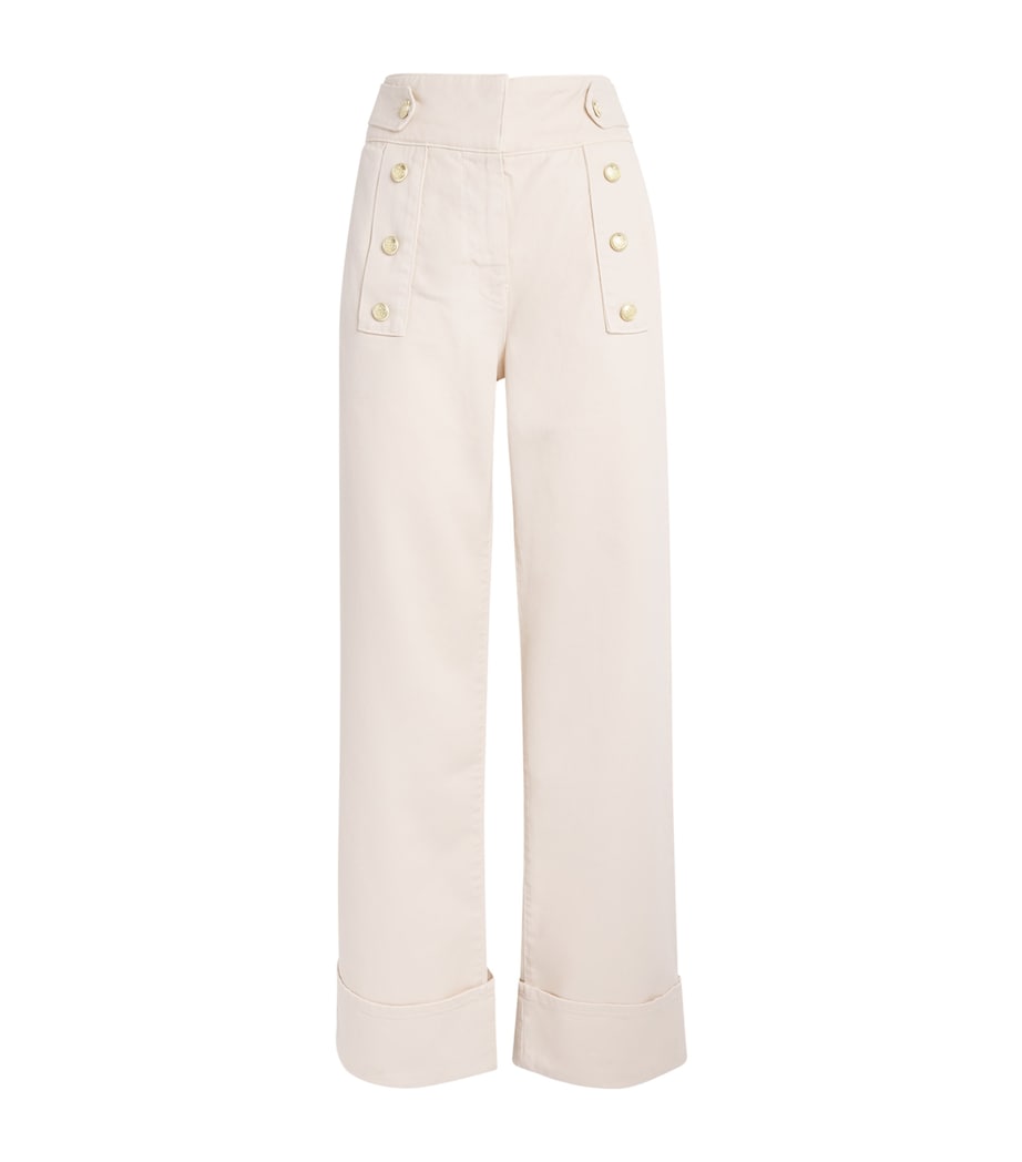 Claudie Pierlot Womens Sailor Wide-Leg Jeans Light Beige Denim Image 1