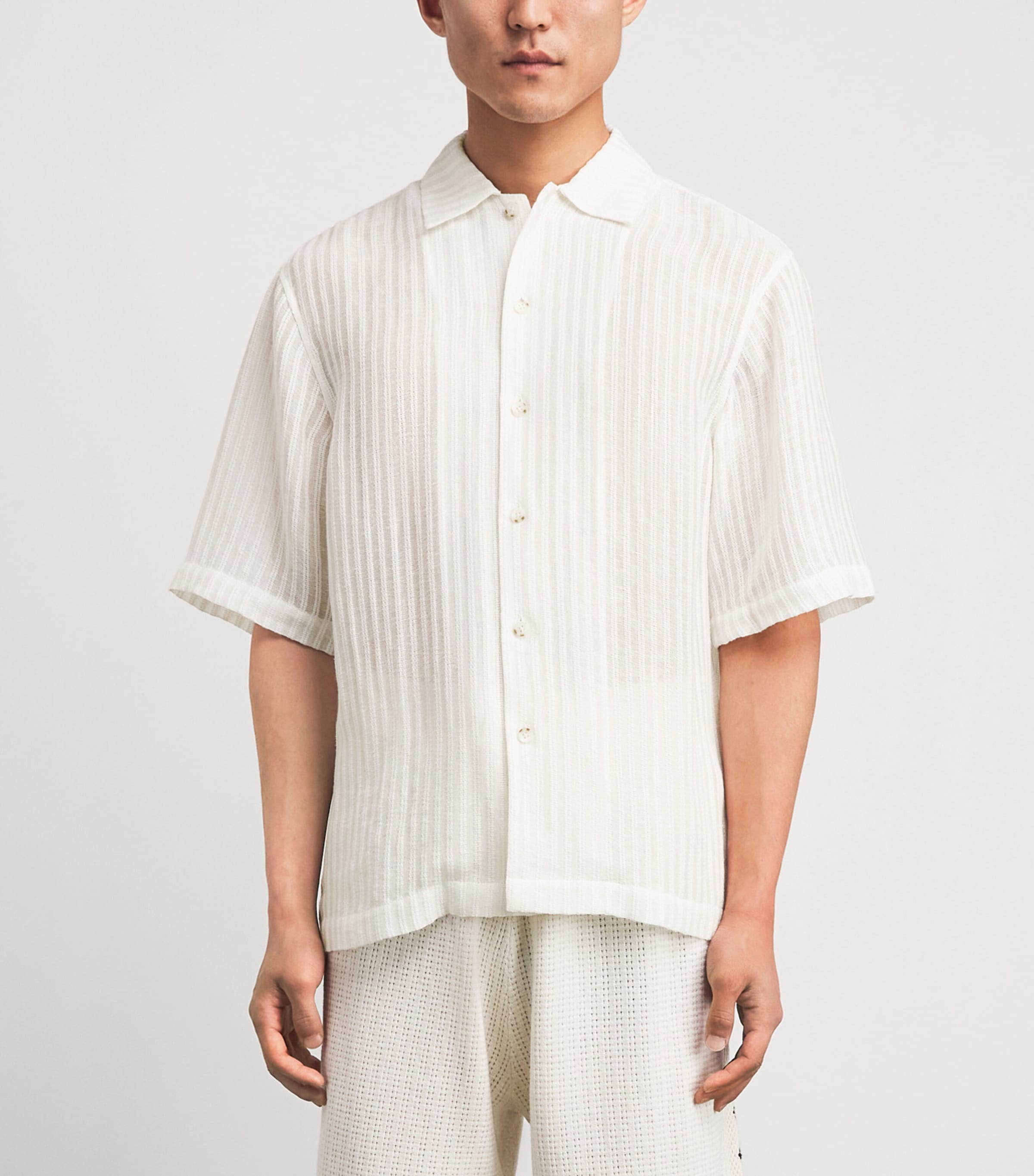 COMMAS Mens Sheer Short-Sleeve Shirt White Image 4