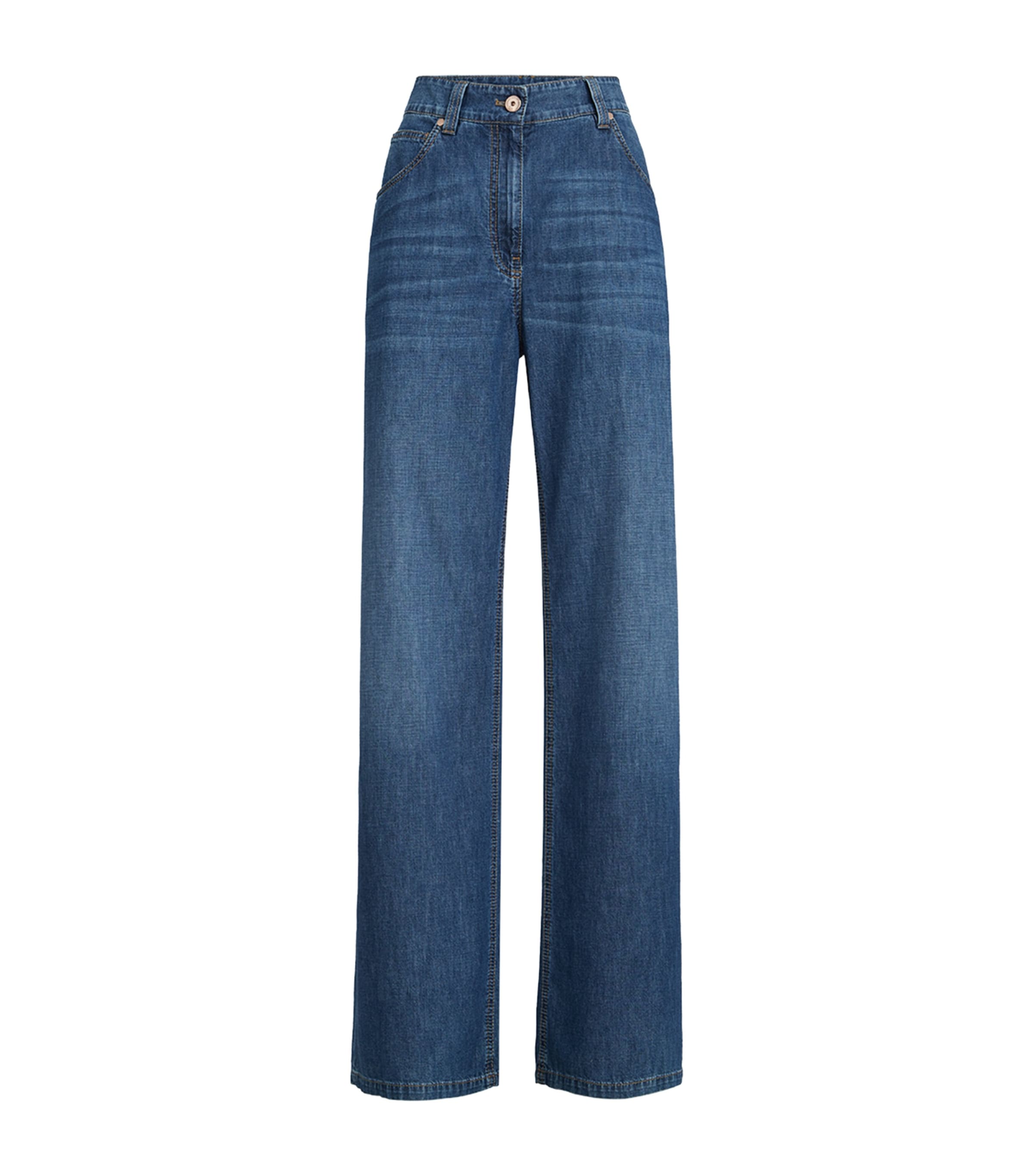 Brunello Cucinelli Womens Monili-Embellished Straight Jeans Image 1