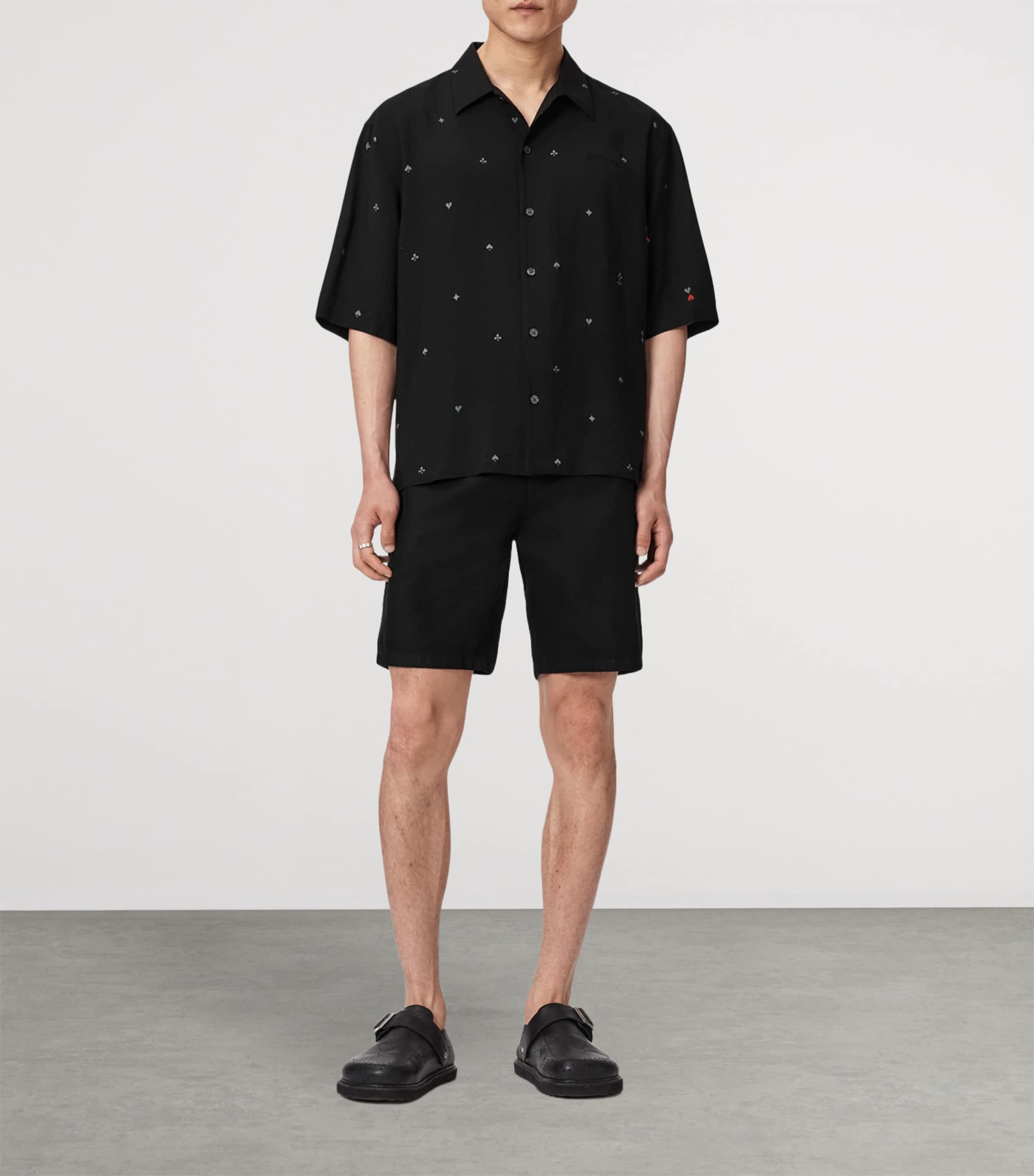 AllSaints Mens Short-Sleeve Cardsuit Shirt Black Image 2