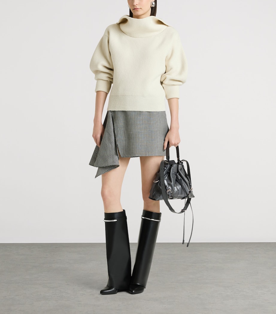 Givenchy Womens Wool Houndstooth Slashed Mini Skirt Image 2