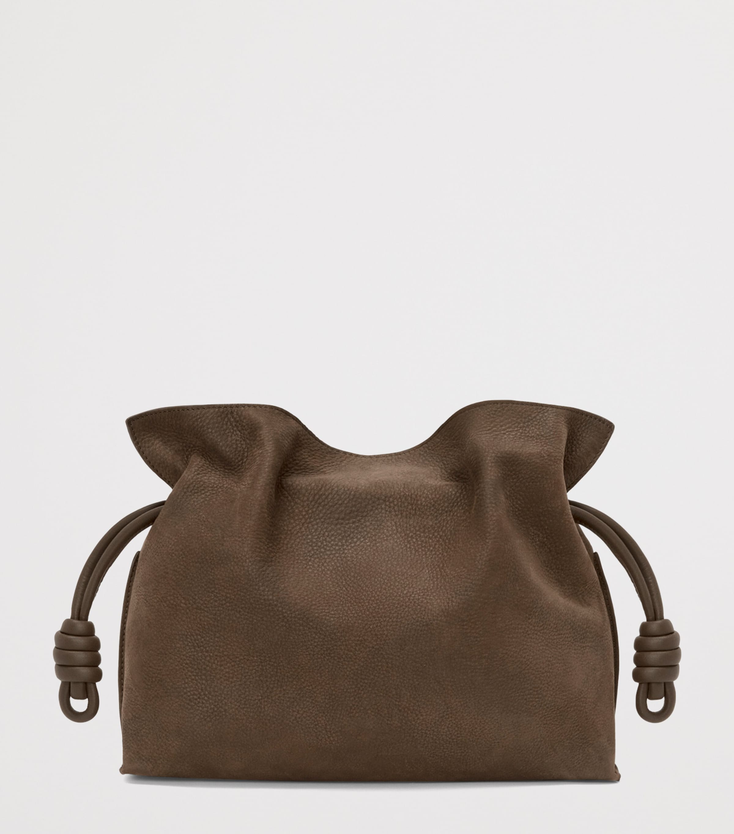 Medium Suede Flamenco Clutch Bag TUNDRA Image 4