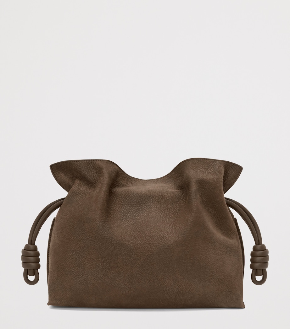 Medium Suede Flamenco Clutch Bag TUNDRA Image 4