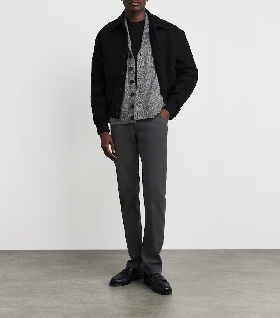 John Smedley Mens Eco Cashmere Shawl Collar Rockford Cardigan Monochrome Image 2