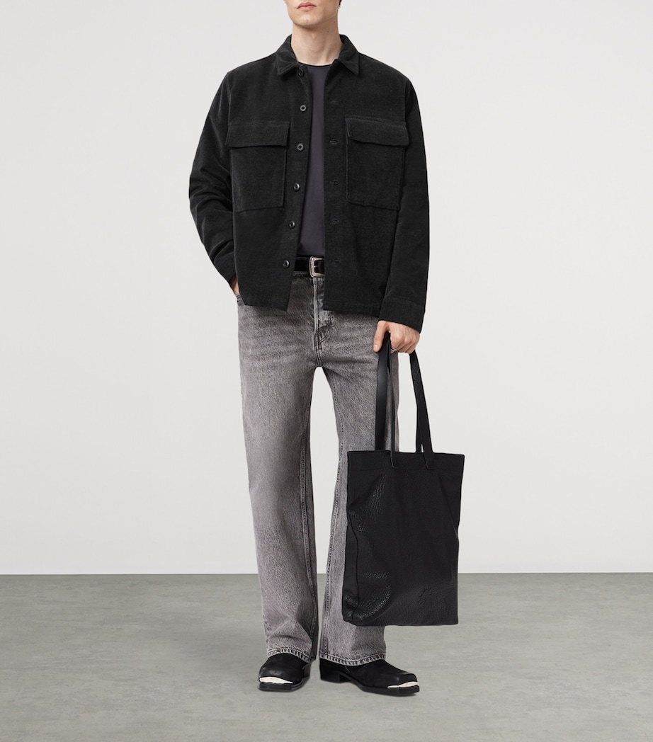 AllSaints Mens Corduroy Hawker Overshirt Faded Black Image 3
