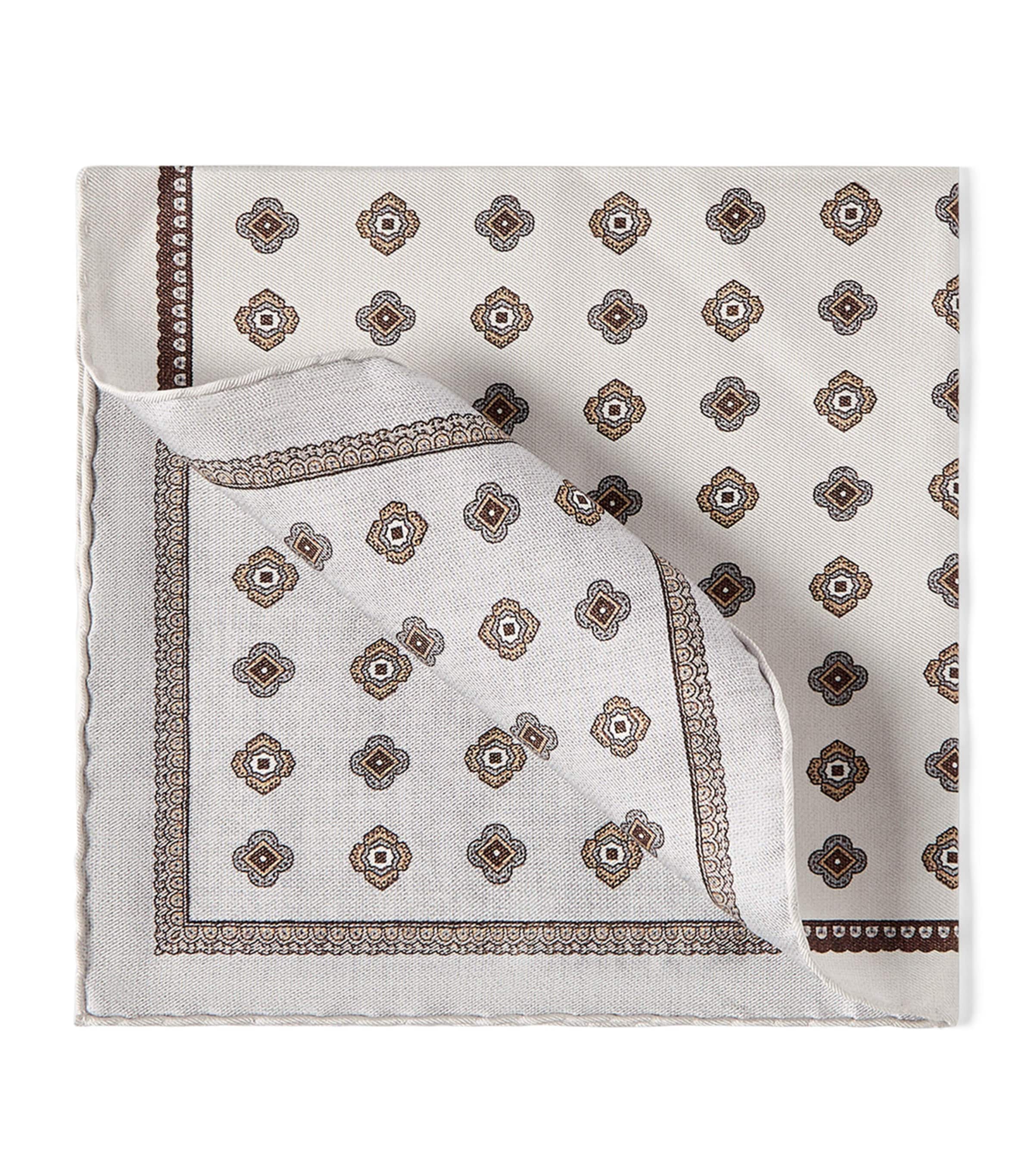 Brunello Cucinelli Silk Medallion Pocket Square Image 1