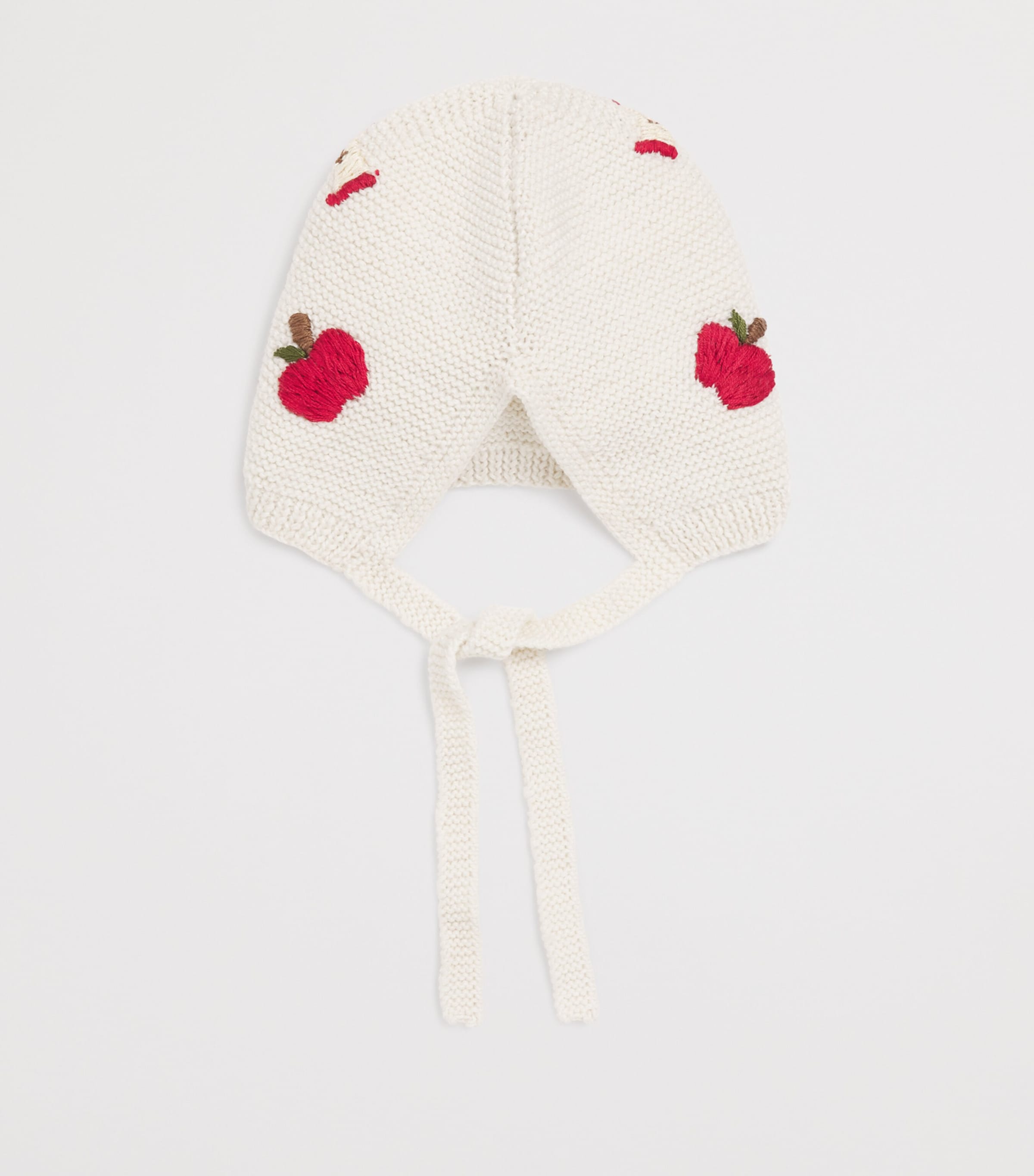 Merino Wool Apple Bonnet (0-24 Months) CREAM WHITE Image 2