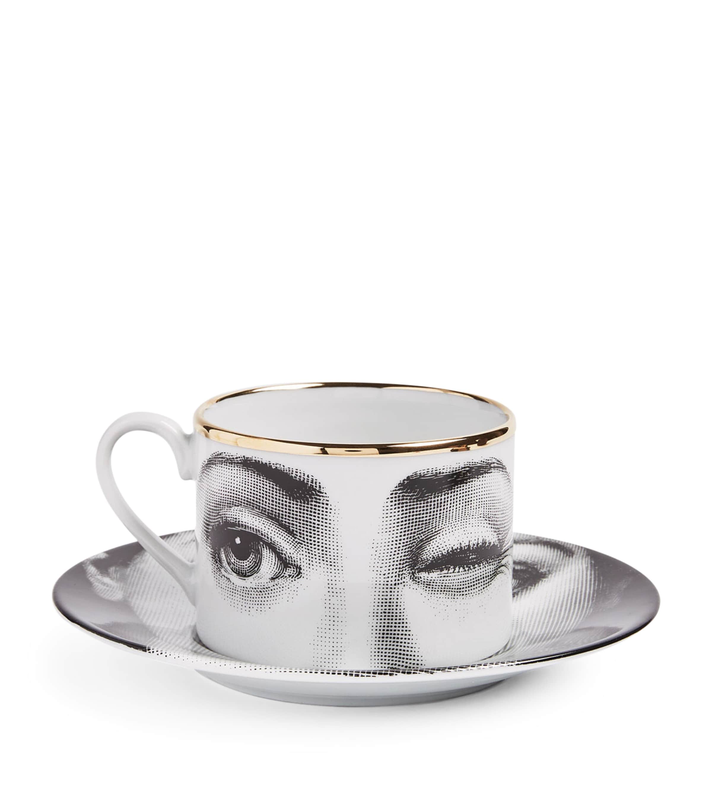 Fornasetti Porcelain Tema e Variazioni Teacup and Saucer | Dining | Tableware | Tea Cups & Saucers | Designers | Fornasetti