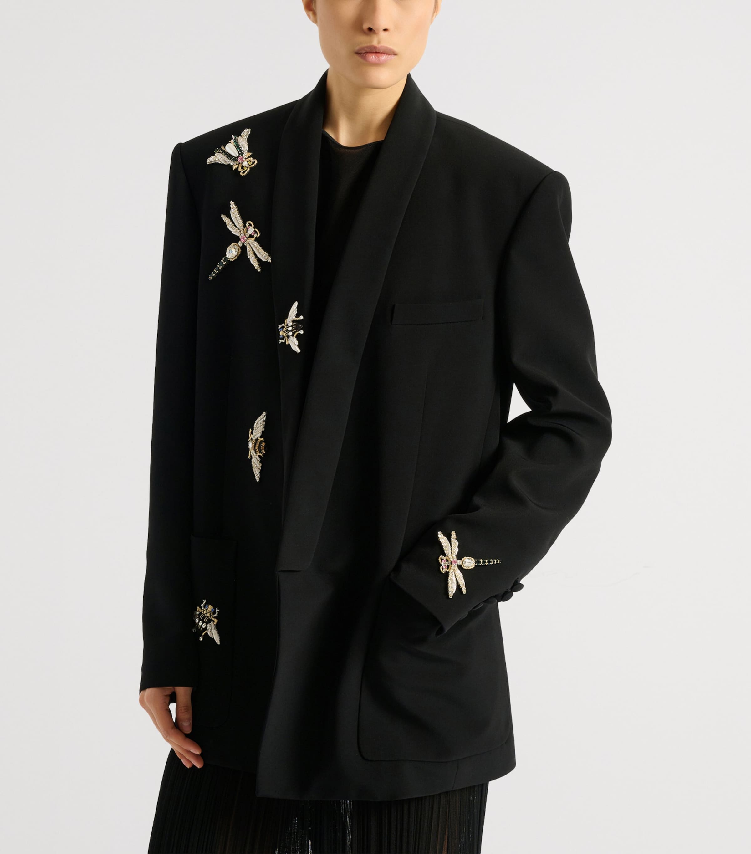 Balmain Womens Embellished Insect Blazer Eah Noir/multico Image 3