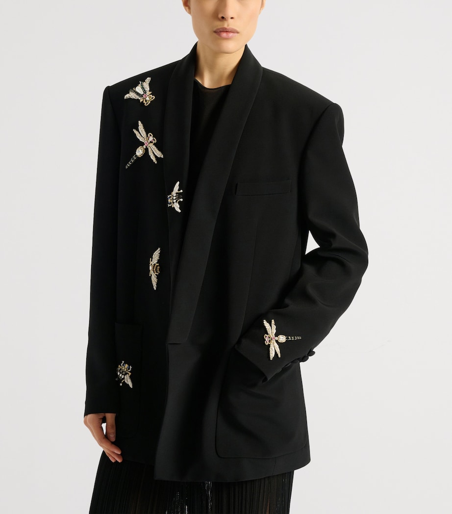 Balmain Womens Embellished Insect Blazer Eah Noir/multico Image 3