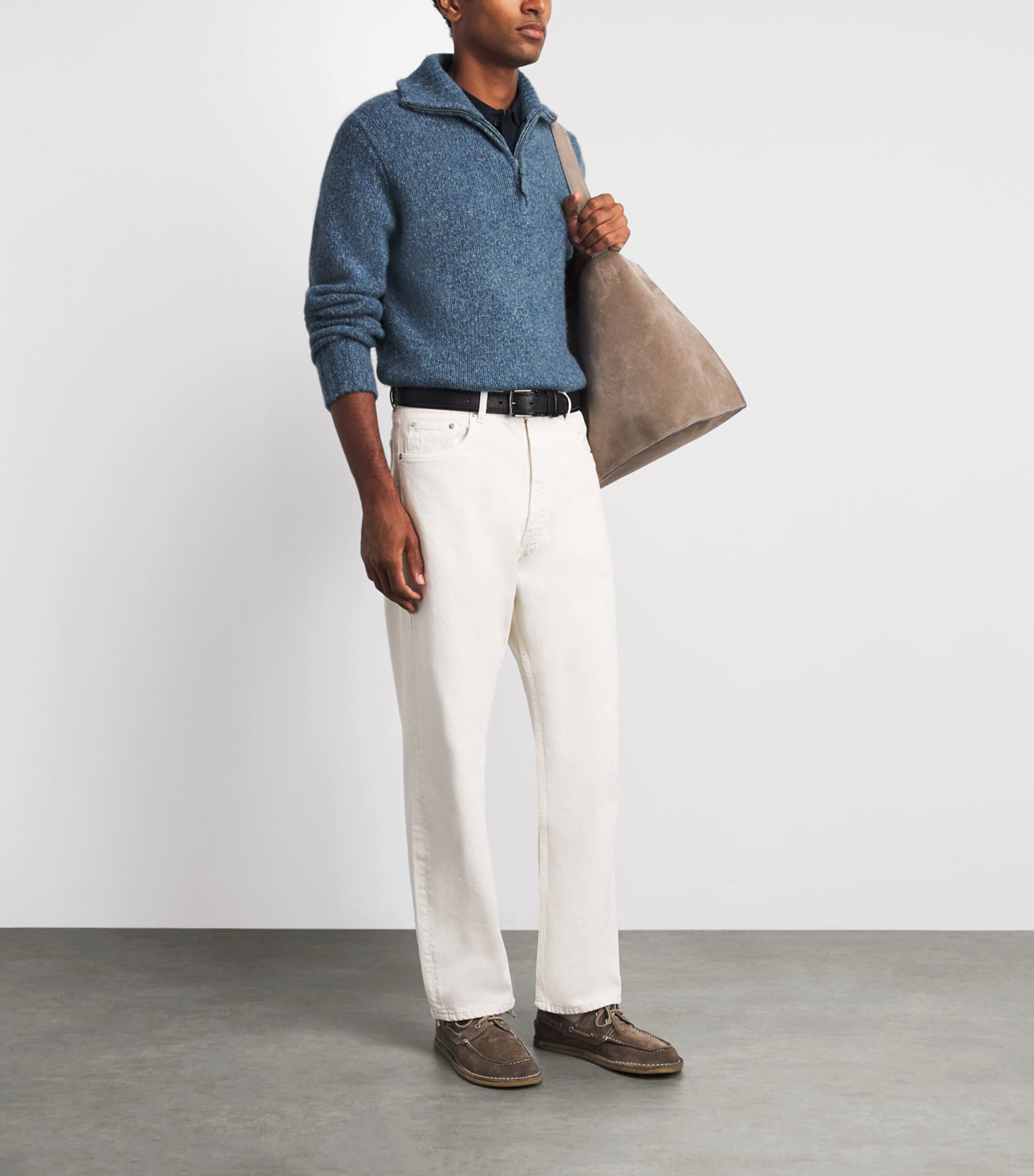 Allude Mens Cashmere Quarter-Zip Sweater Image 2