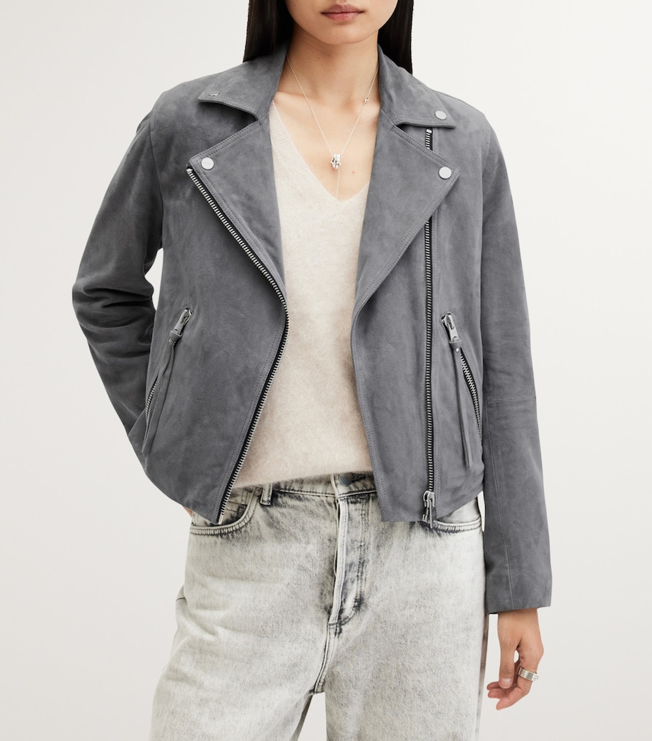 Suede Dalby Biker Jacket GHOST GREY Image 3