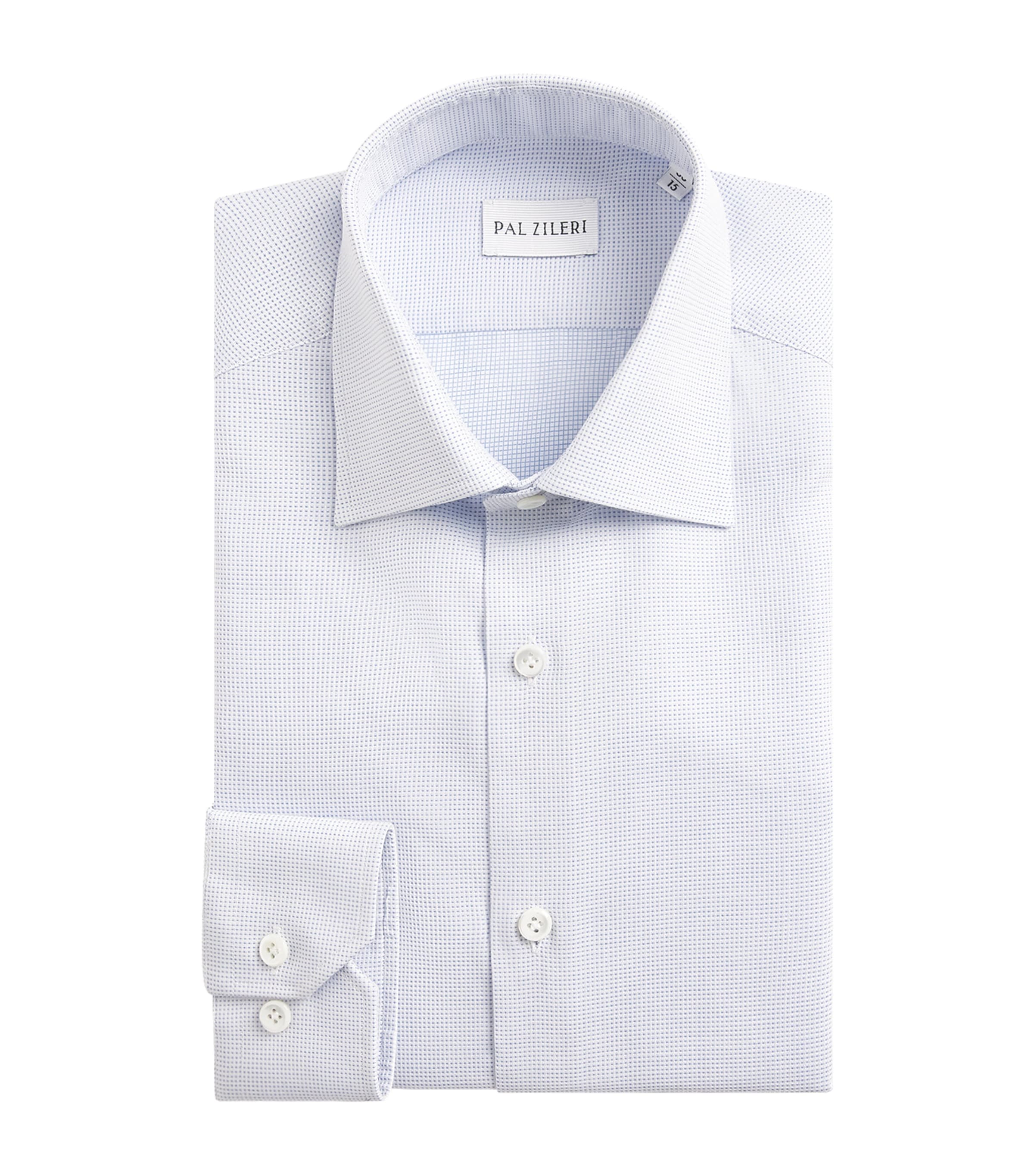 Cotton Micro-Check Shirt 05 LIGHT BLUE Image 1