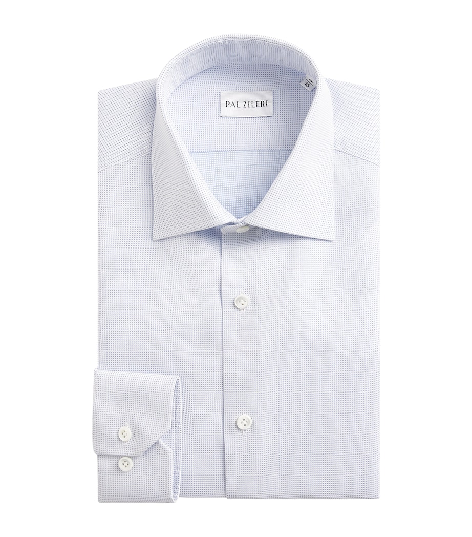 Cotton Micro-Check Shirt 05 LIGHT BLUE Image 1