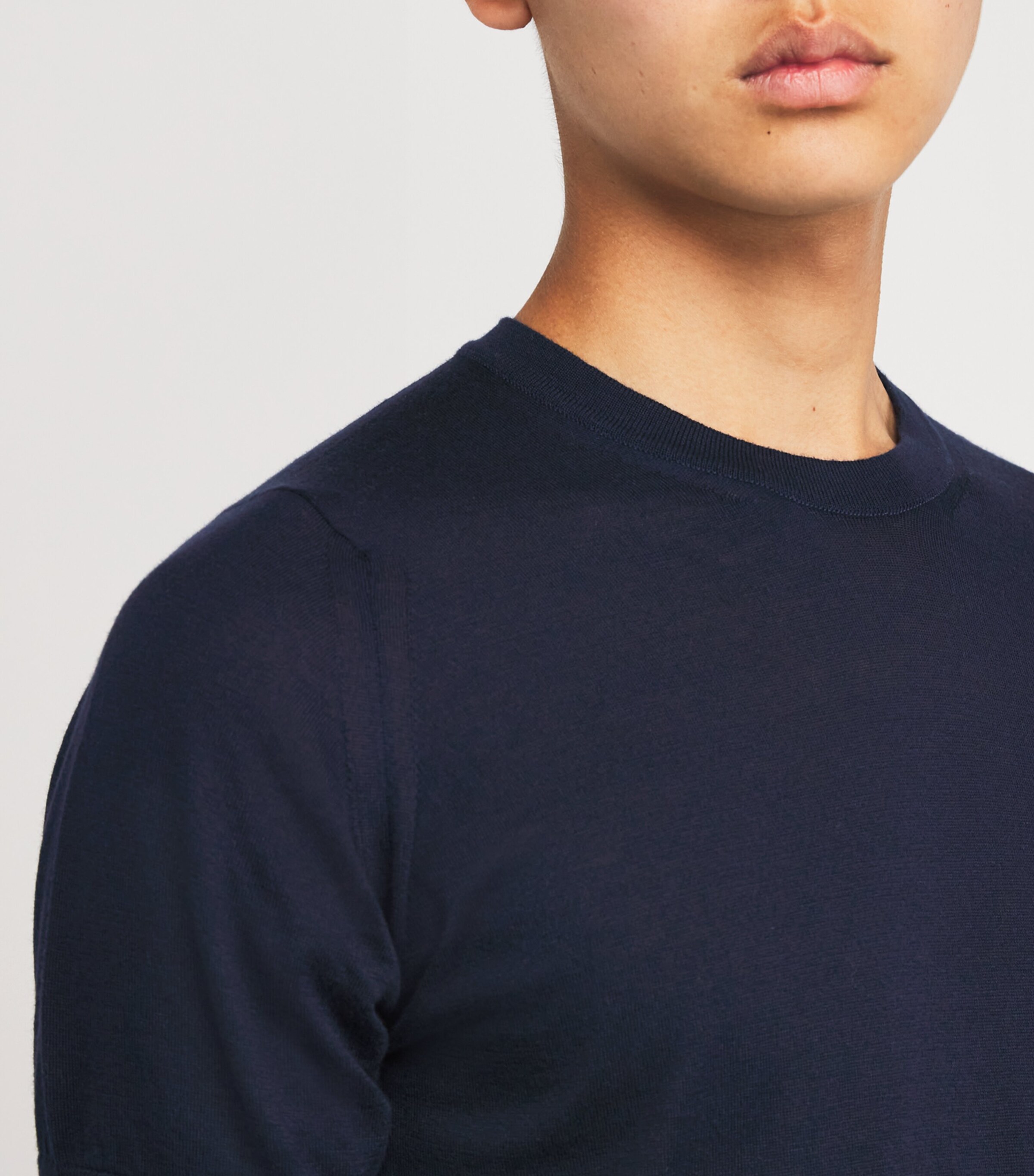 John Smedley Mens Cotton-Cashmere Coulter T-Shirt Eclipse Image 6