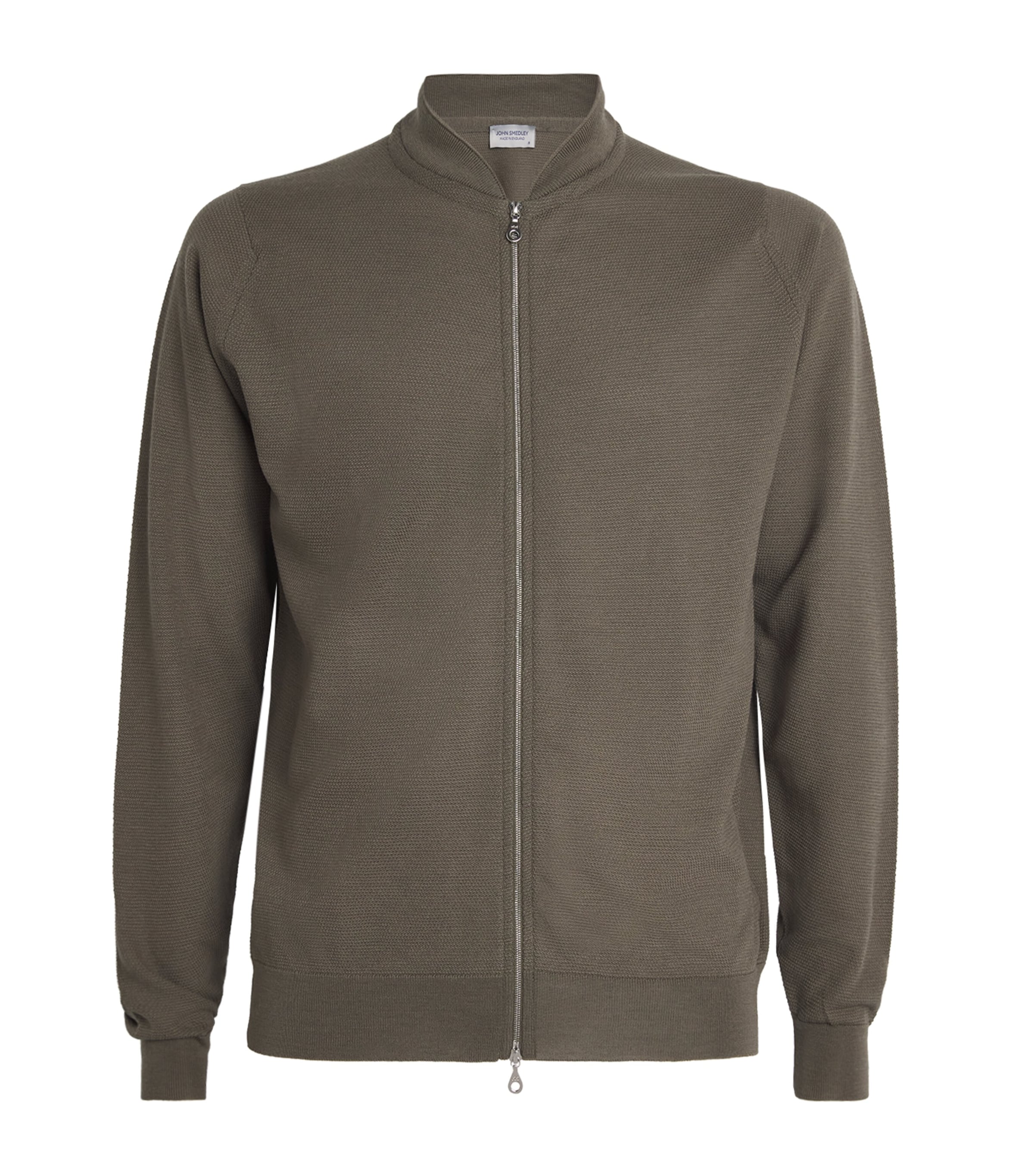 John Smedley Green Extra Fine Merino Wool 16.Singular Bomber 