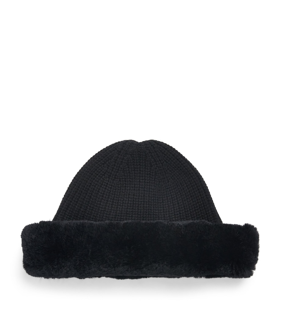 Yves Salomon Wool-Cashmere Rabbit Fur Trim Beanie Image 1
