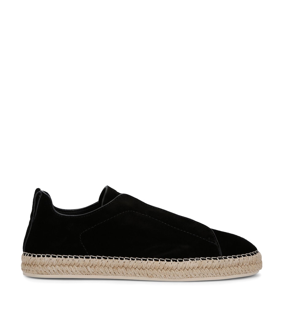 Suede Triple Stitch Espadrilles BLACK Image 1