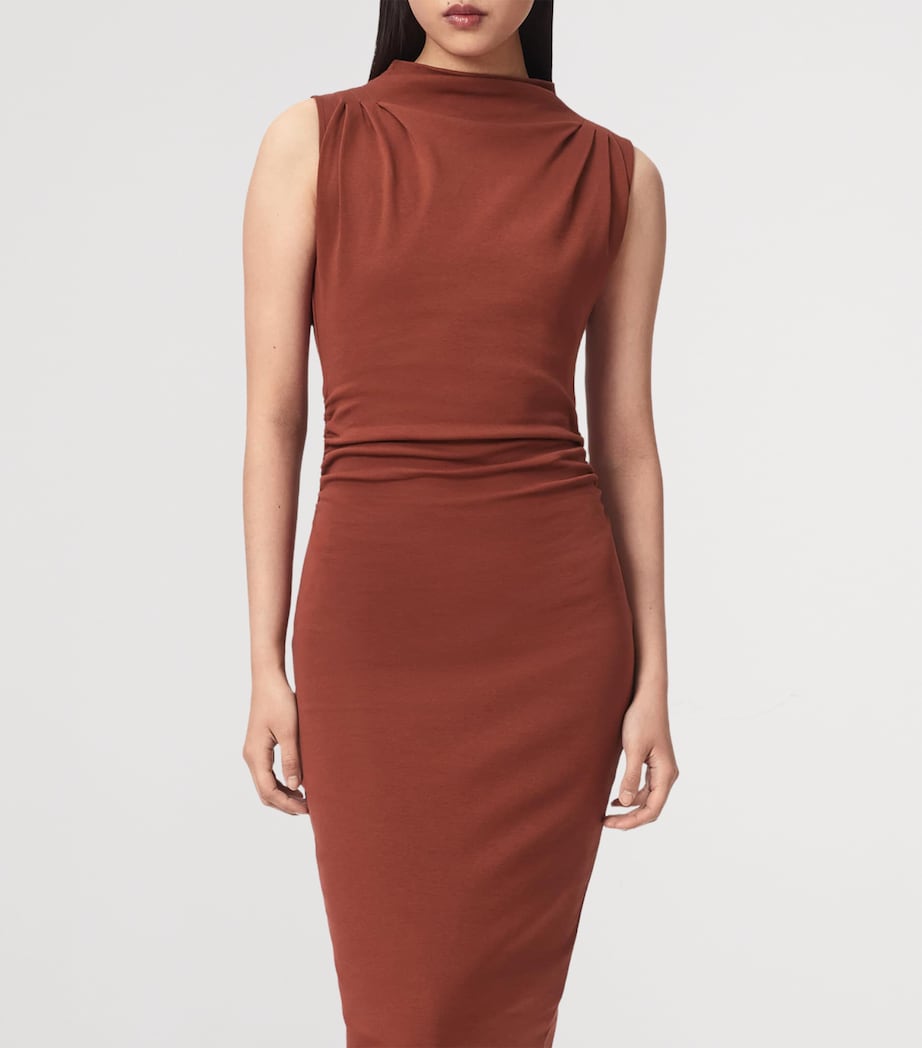 AllSaints Womens Stretch-Cotton Katarina Maxi Dress Rust Brown Image 5
