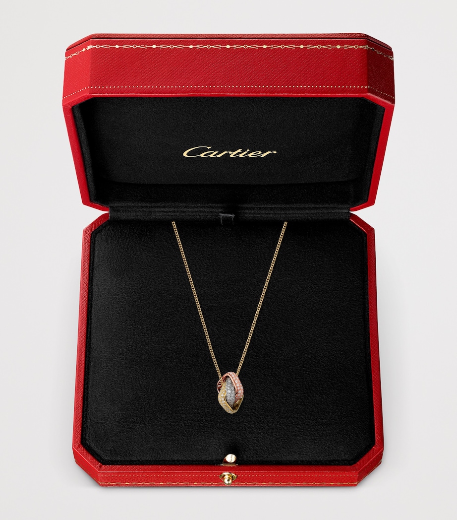 Mixed Gold and Diamond Trinity Box Necklace YLLW/ROSE/WHITE GOLD Image 5