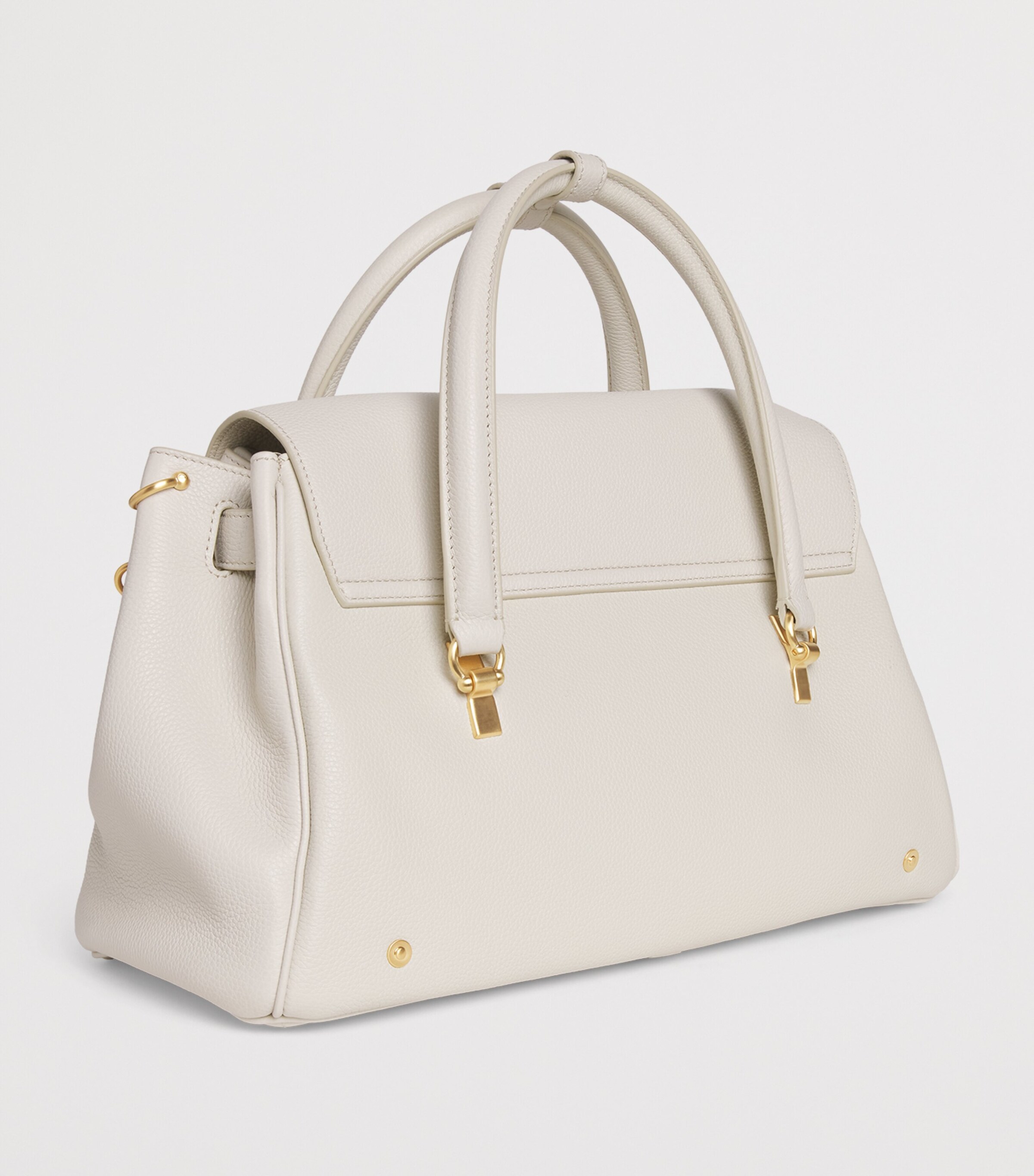 Thom Browne Grain Leather Bolton Top-Handle Bag Off White Image 3