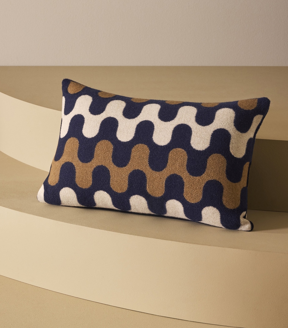 Wool Modernism 001 Cushion (40cm x 60cm) 8E29 - BLUE/TAN Image 4