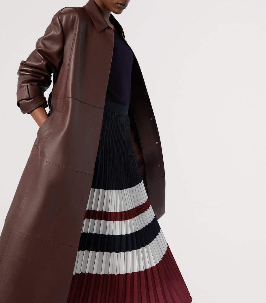 Stripe Pleated Midi Skirt CHERRY Image 4
