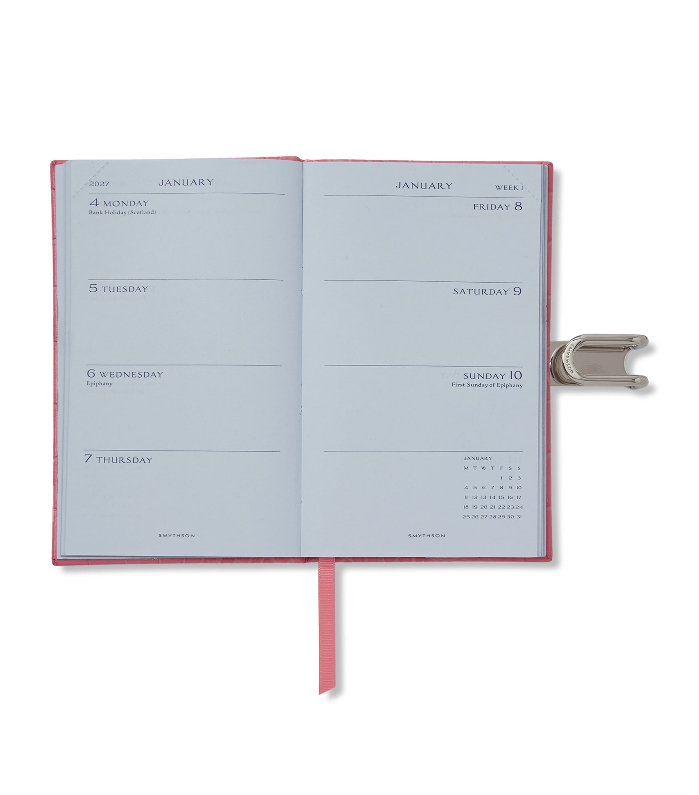 Smythson Leather Panama Weekly Diary 2027 Flamingo Image 2
