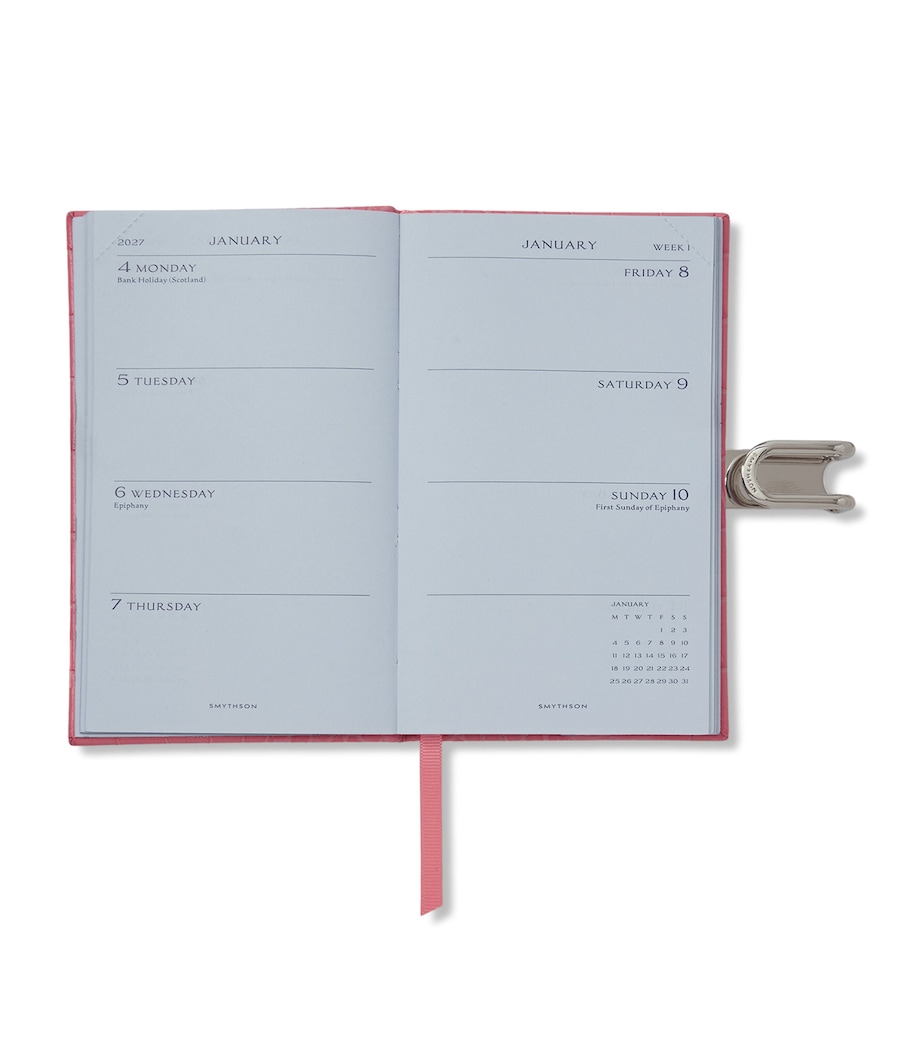 Smythson Leather Panama Weekly Diary 2027 Flamingo Image 2
