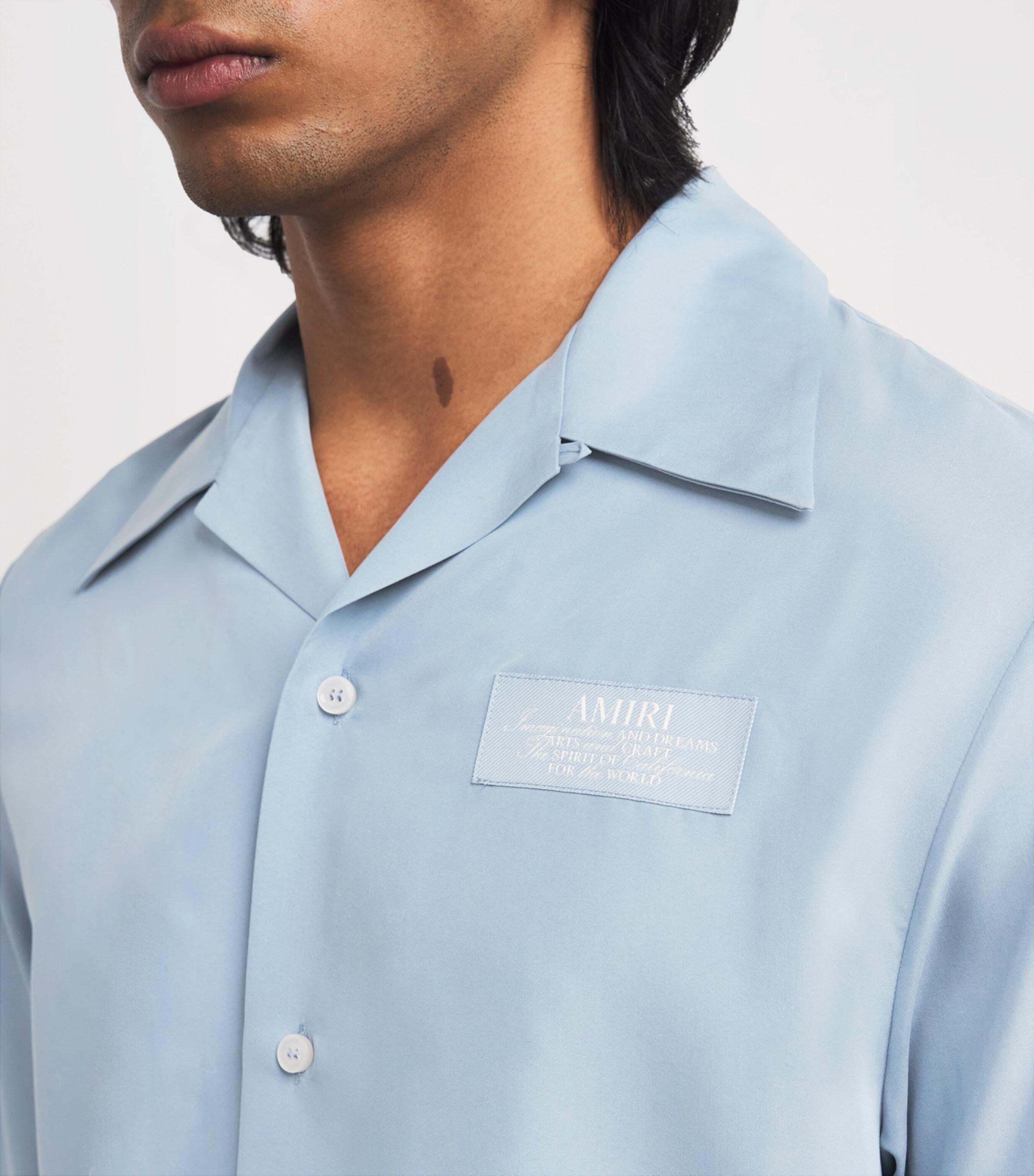 AMIRI Mens Cotton Spirit Bowling Shirt Ashley Blue Image 6