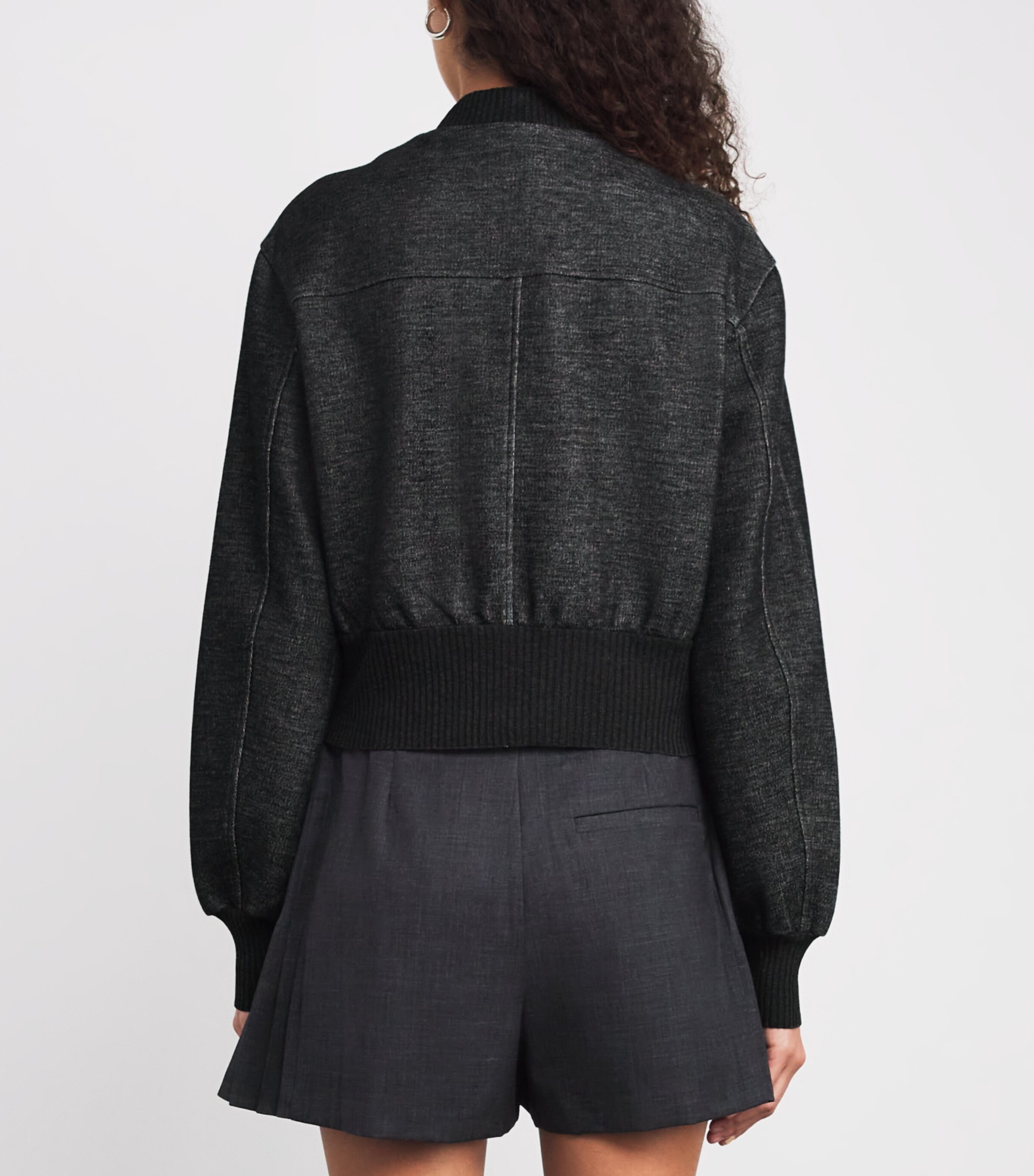 MAX&Co. Womens Cotton-Blend Bomber Jacket Dark Grey Image 4