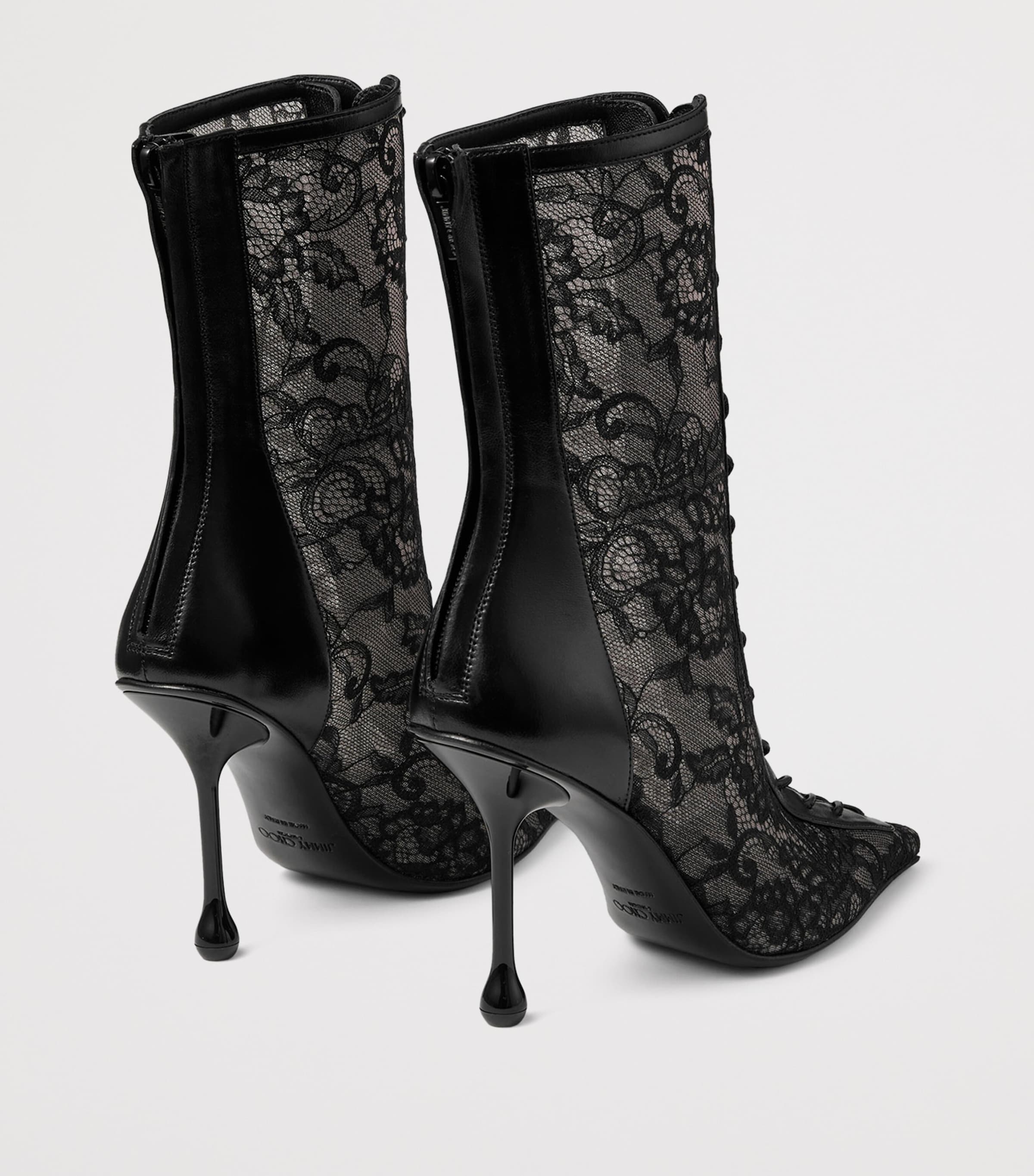 Jimmy Choo Scarlett 95 Leather-Lace Heeled Boots Black/black Image 3