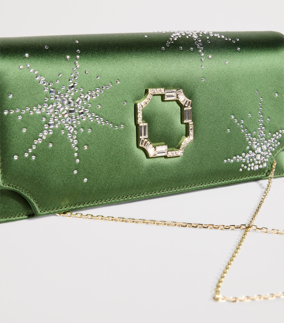 Satin Embellished Vivien Clutch Bag HARRODS GREEN Image 6