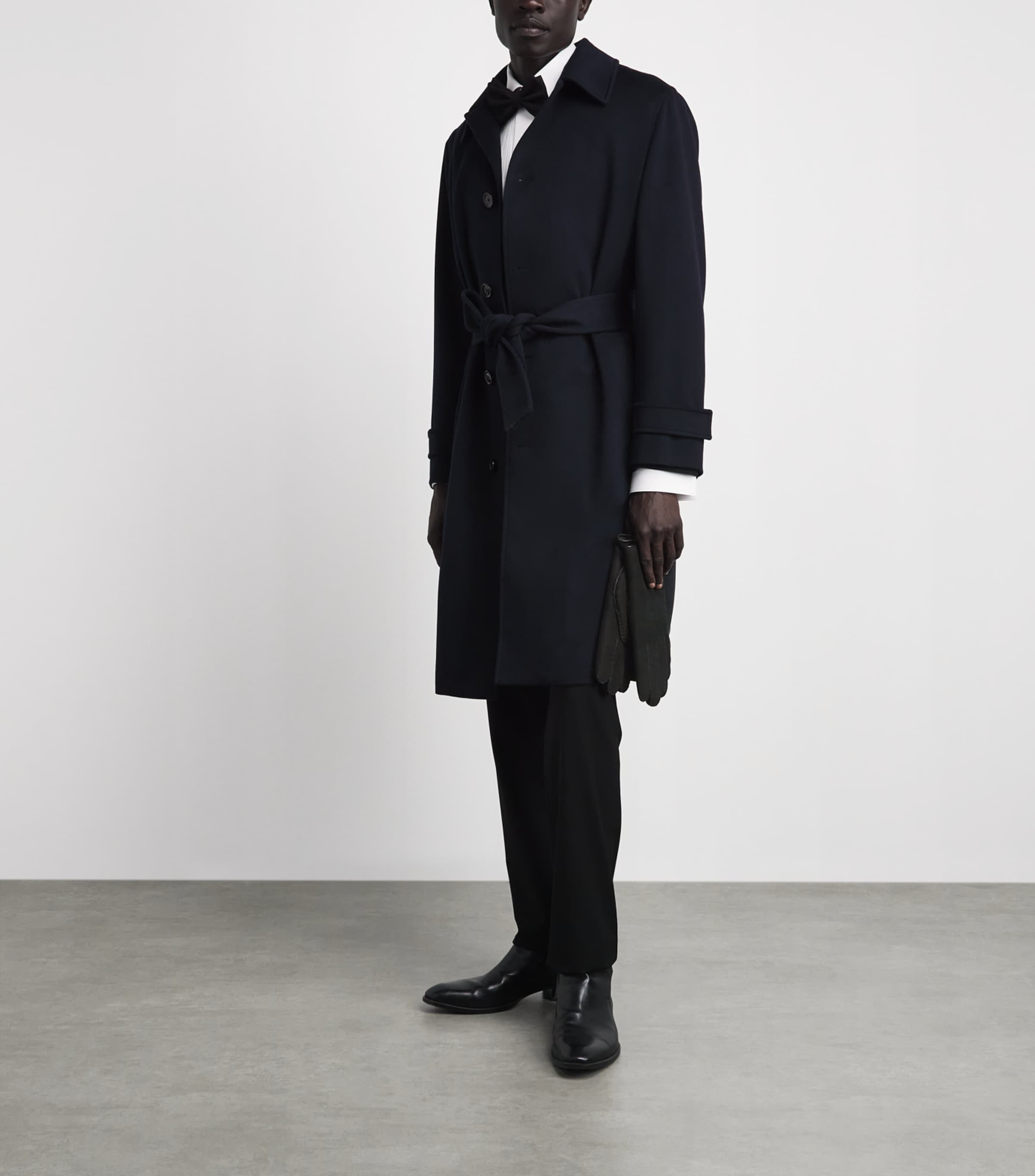 Giorgio Armani Black Shearling Leather Gloves | Harrods US