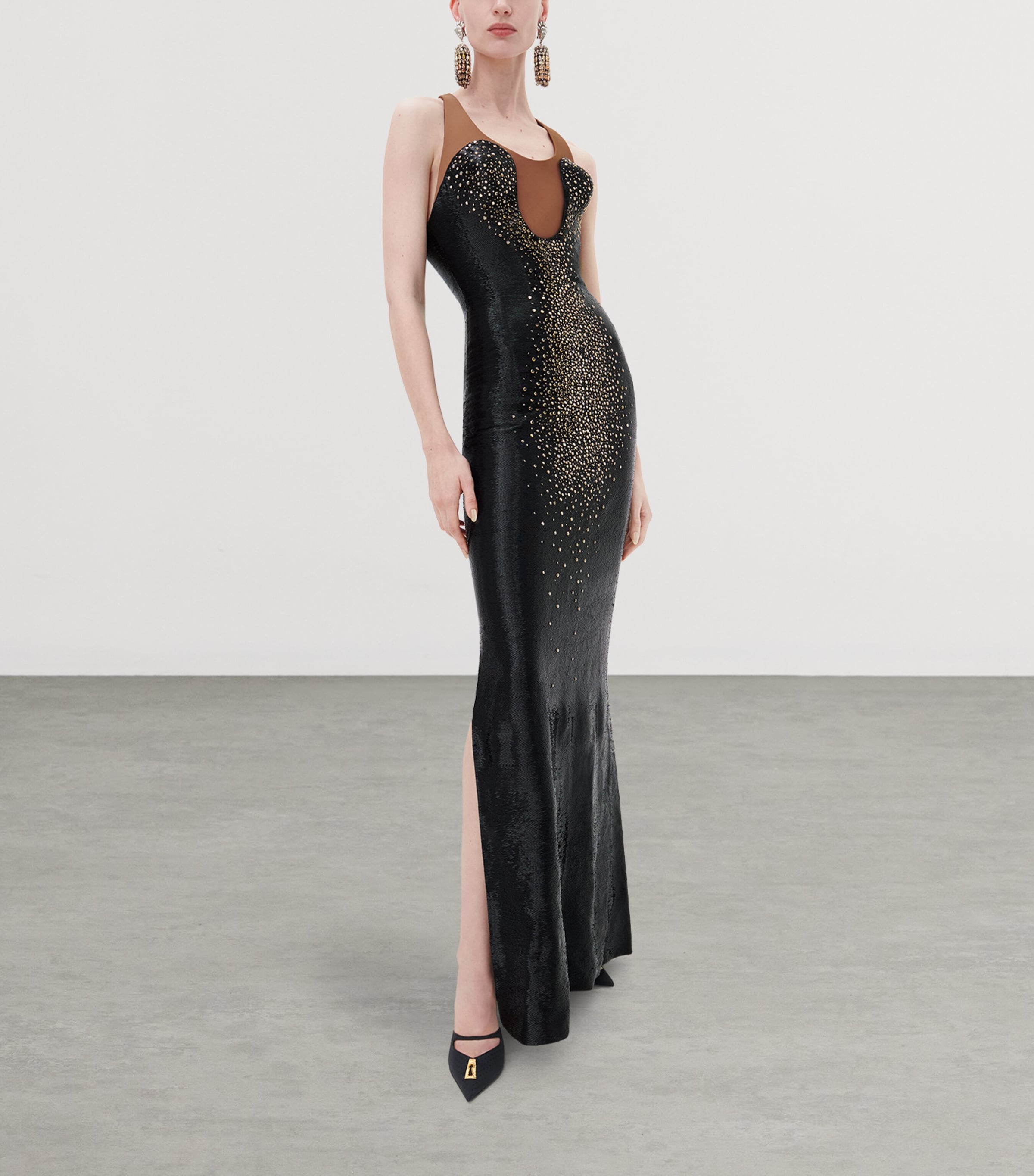 Schiaparelli Womens Silk Embellished Maxi Dress Black Image 2