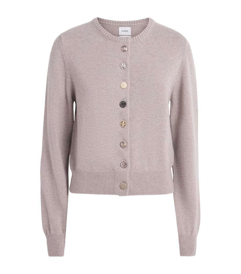 Barrie Womens Cashmere-Cotton Jewel-Button Cardigan Drift Image 1