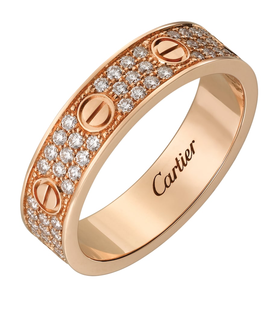 Rose Gold and Diamond-Paved LOVE Wedding Band MULTI Image 11