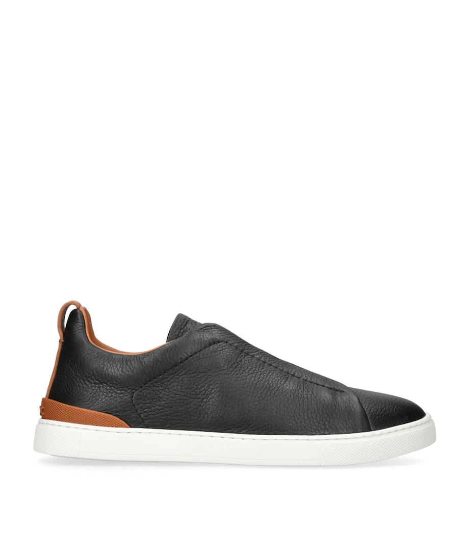 Leather Triple Stitch Sneakers BLK/BROWN Image 3