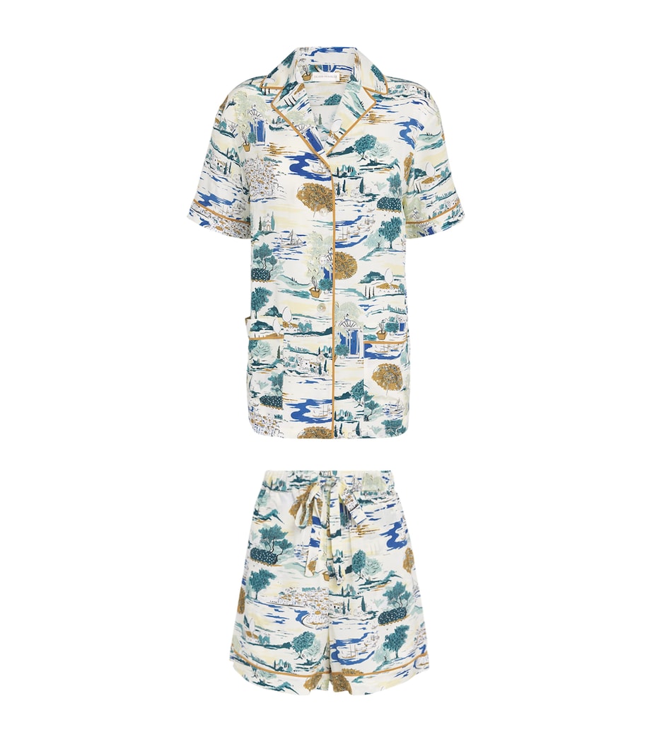 Olivia von Halle Womens Silk Ingo Landscapes Pyjama Set Cadaques Image 1