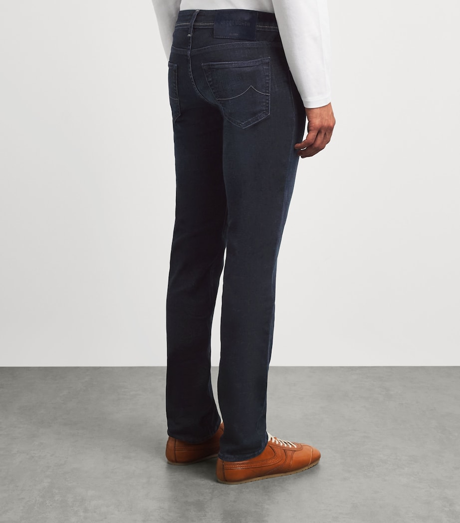 Jacob Cohën Mens Pony Hair-Patch Nick Slim Jeans Dark Blue Image 5